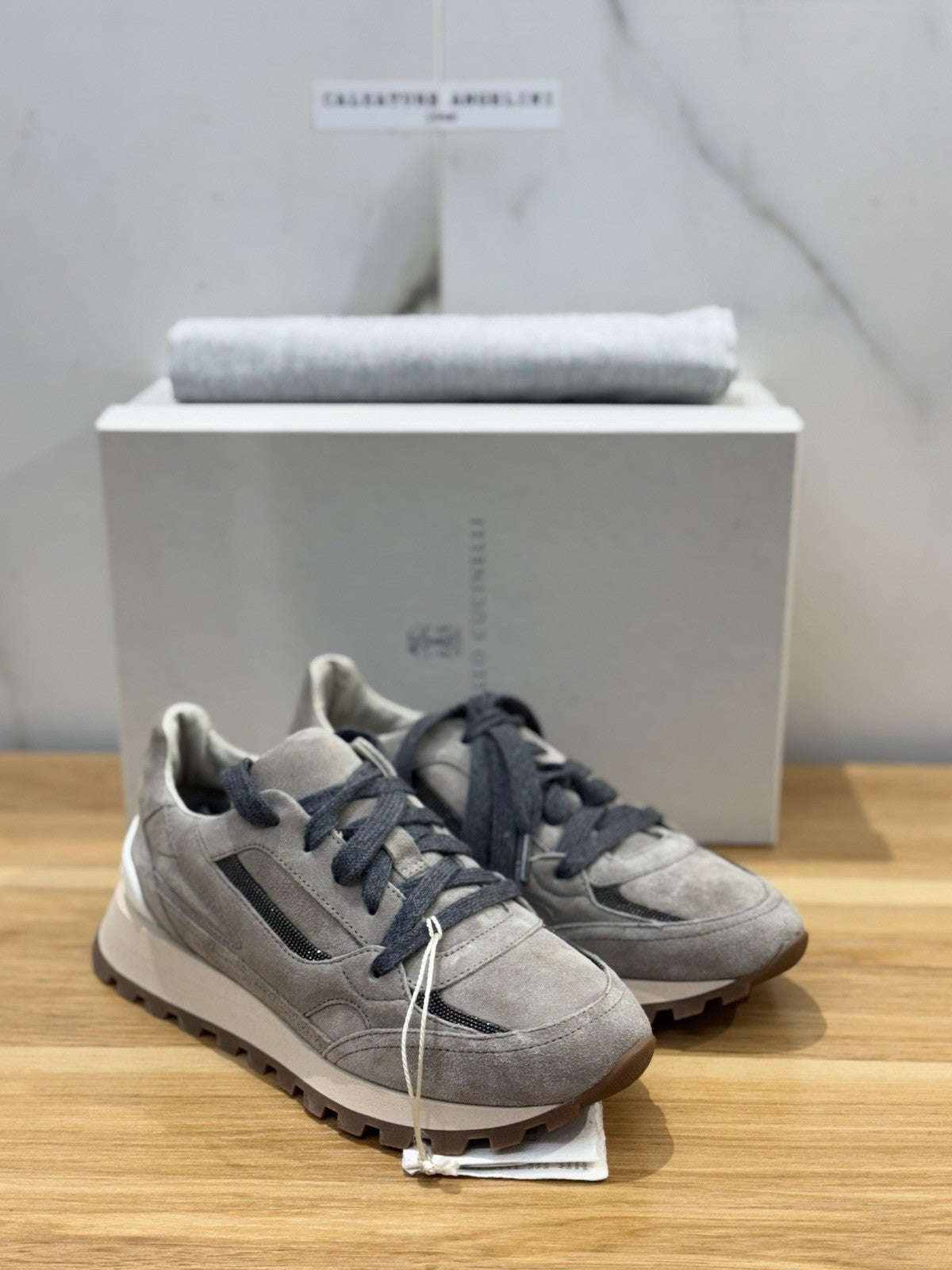 Brunello Cucinelli Sneaker Suede Grey Beige Luxury Cucinelli Scarpa Donna 36