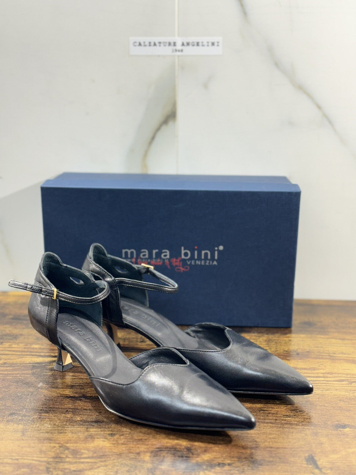 Mara Bini Sling Back Donna Pelle Nera Luxury Woman Shoes 40