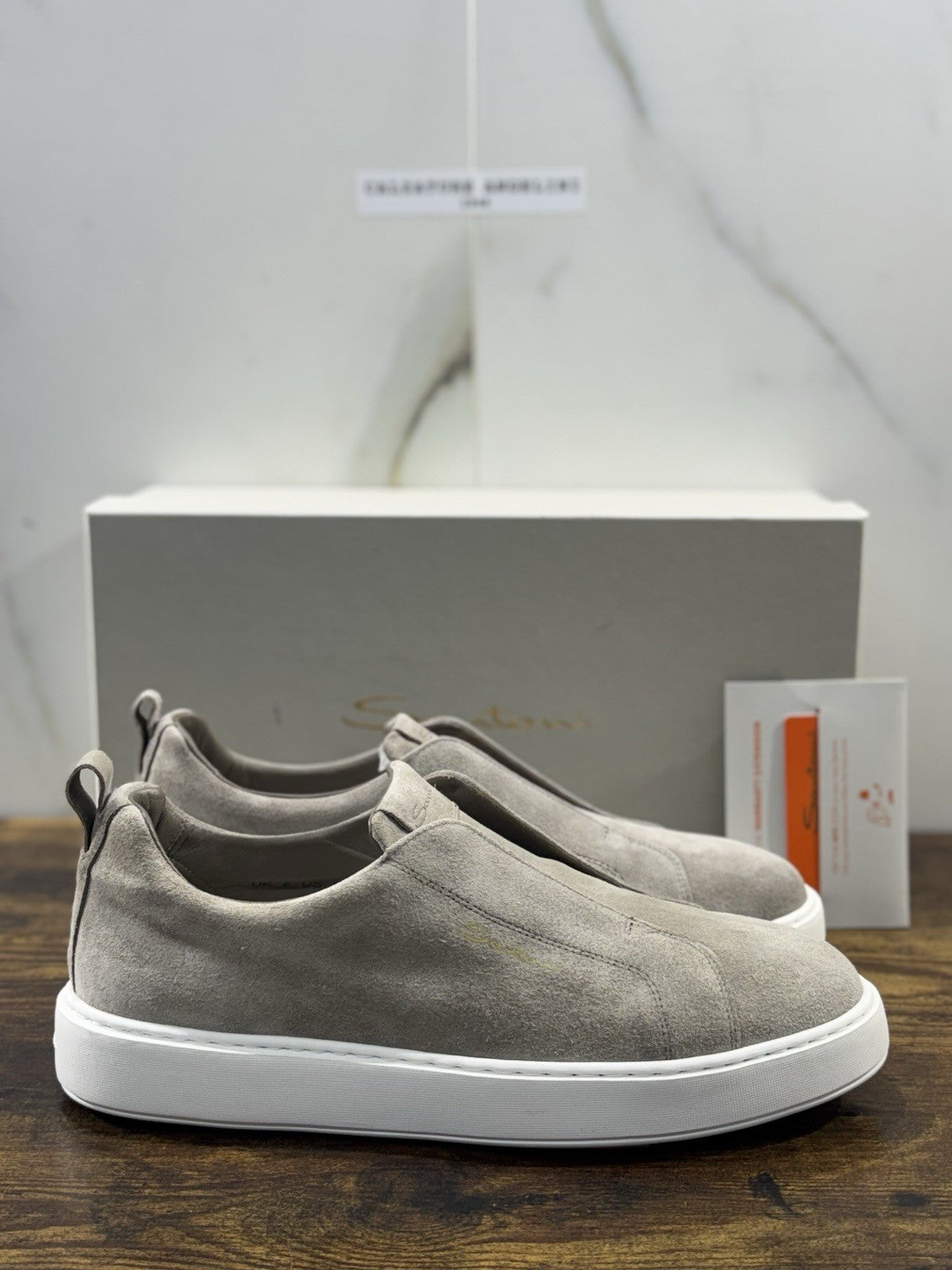 Santoni Sneaker Suede Beige Slip On Luxury Men Santoni Shoes Icon Uomo 40