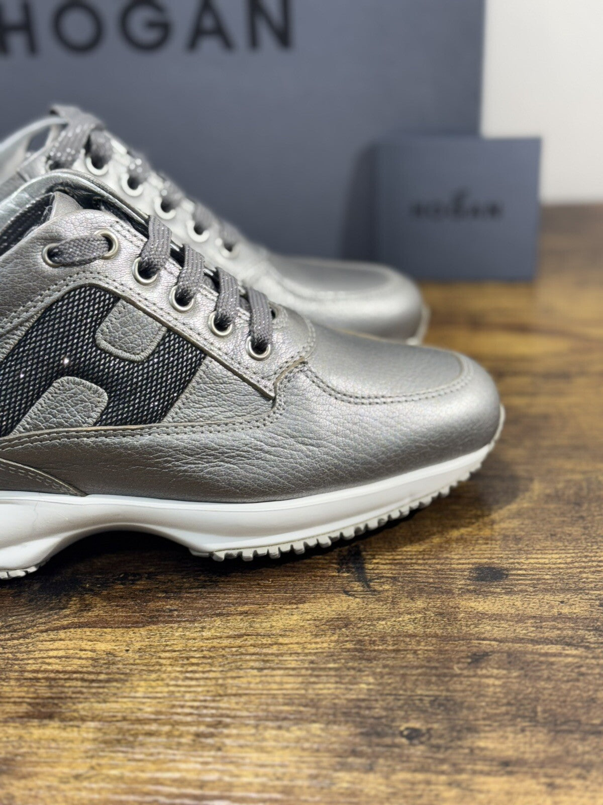 Hogan Interactive Donna Sneaker Pelle Argento Luxury Hogan Woman 35