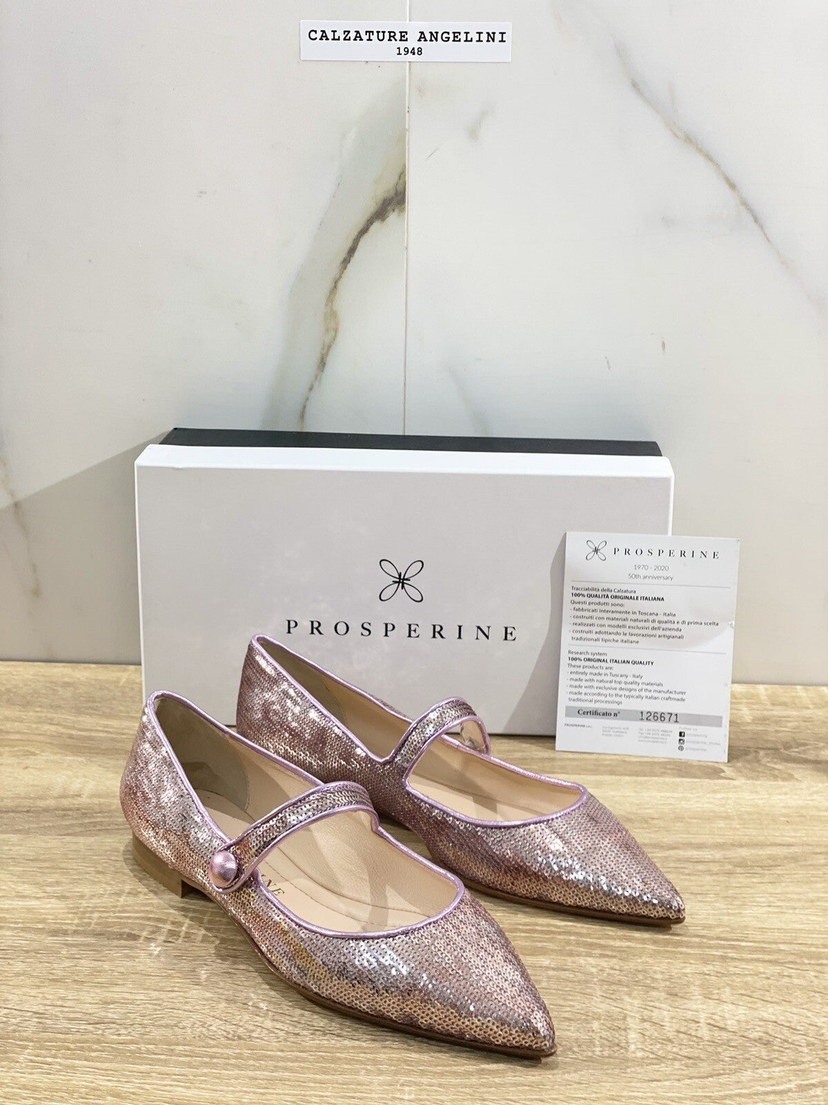 Prosperine Donna Ballerina Lavorazione Sacchetto Cipria Paiettes 39