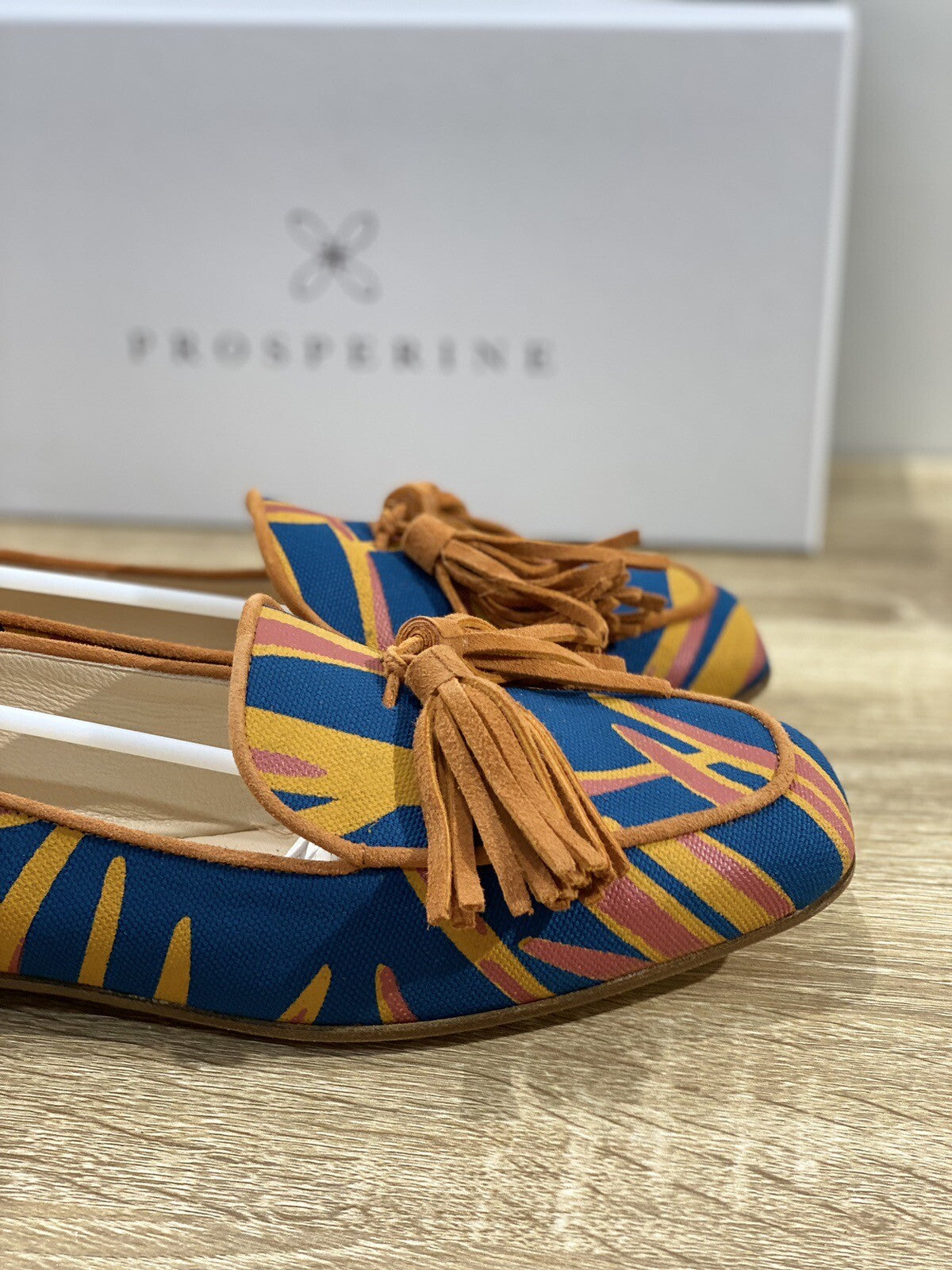 Prosperine Mocassino donna in Pelle E Tessuto MulticolorLuxury made in italy 39