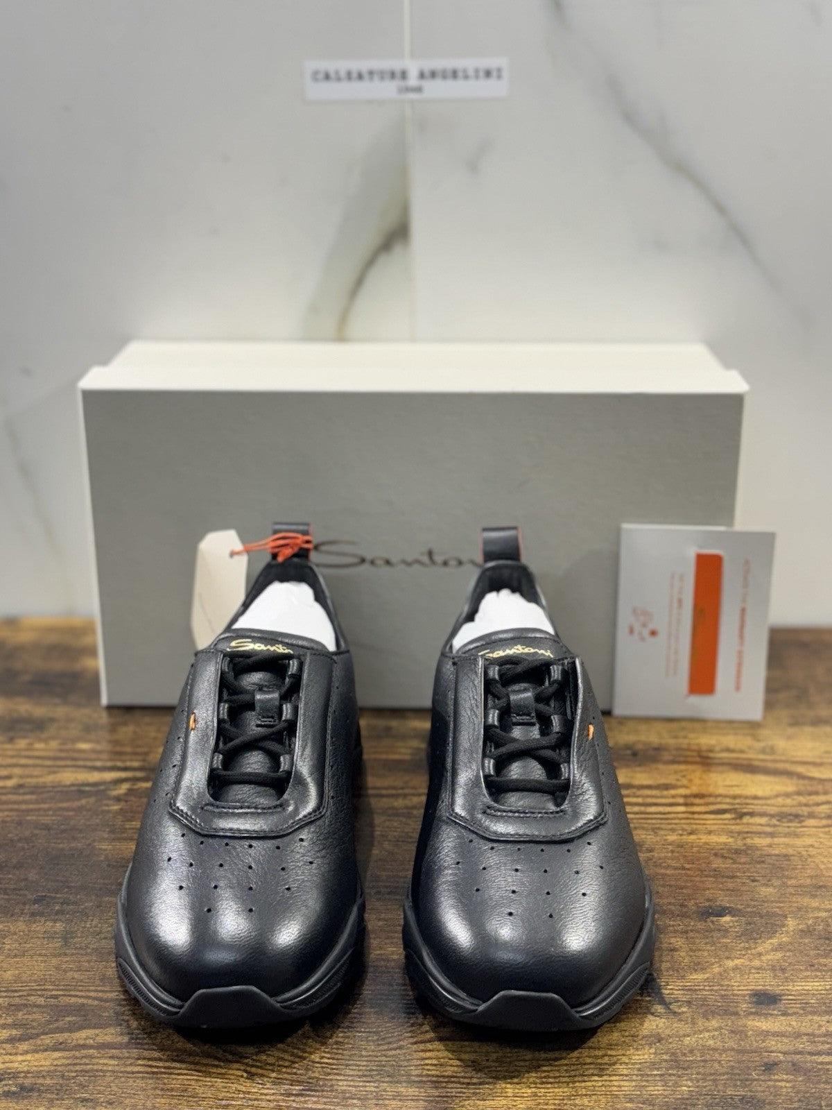 Santoni Sneaker Pelle Nera Pelliccia Luxury Men Santoni Shoes Icon Uomo 40
