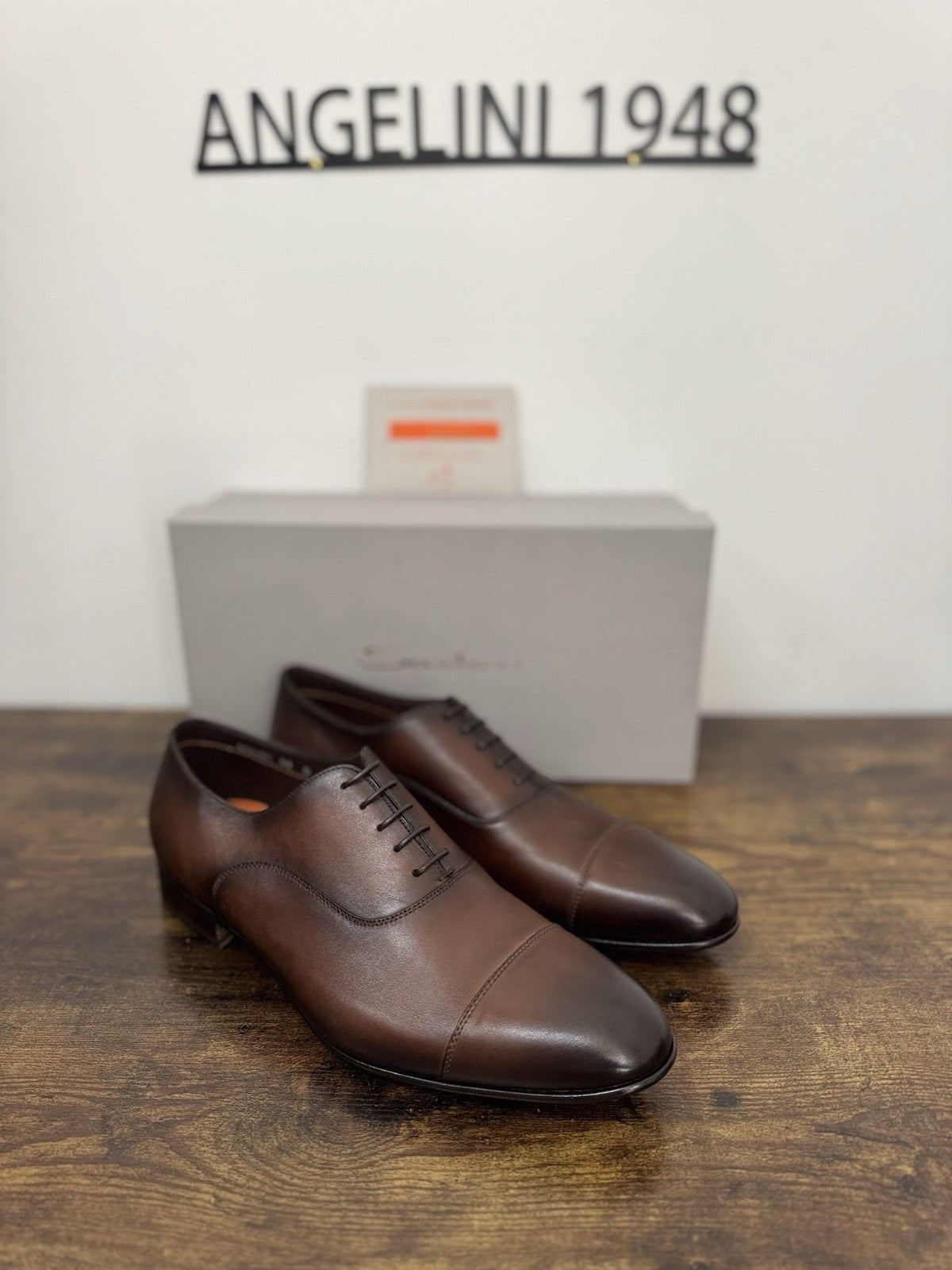 Santoni Stringata In Pelle Marrone Luxury Scarpa Santoni Uomo 44.5