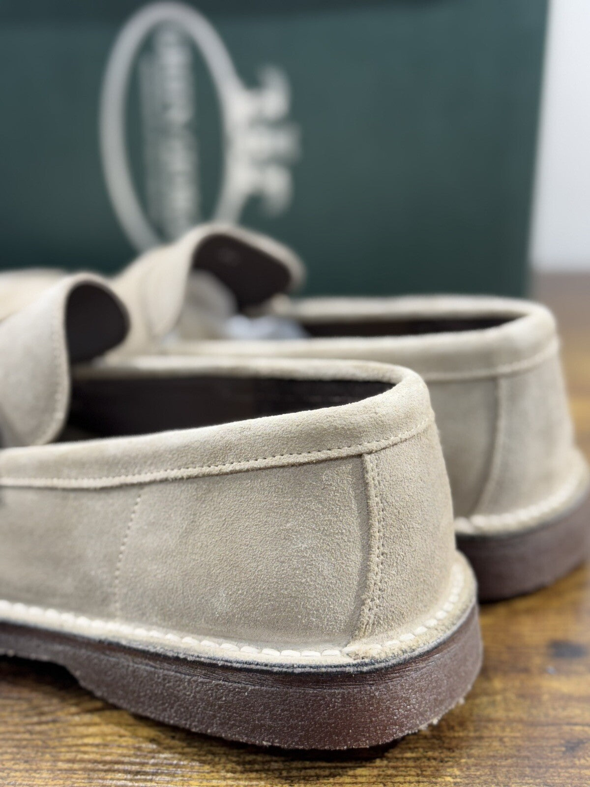 Green George Mocassino Uomo Suede Beige Luxury Handmade Men 45