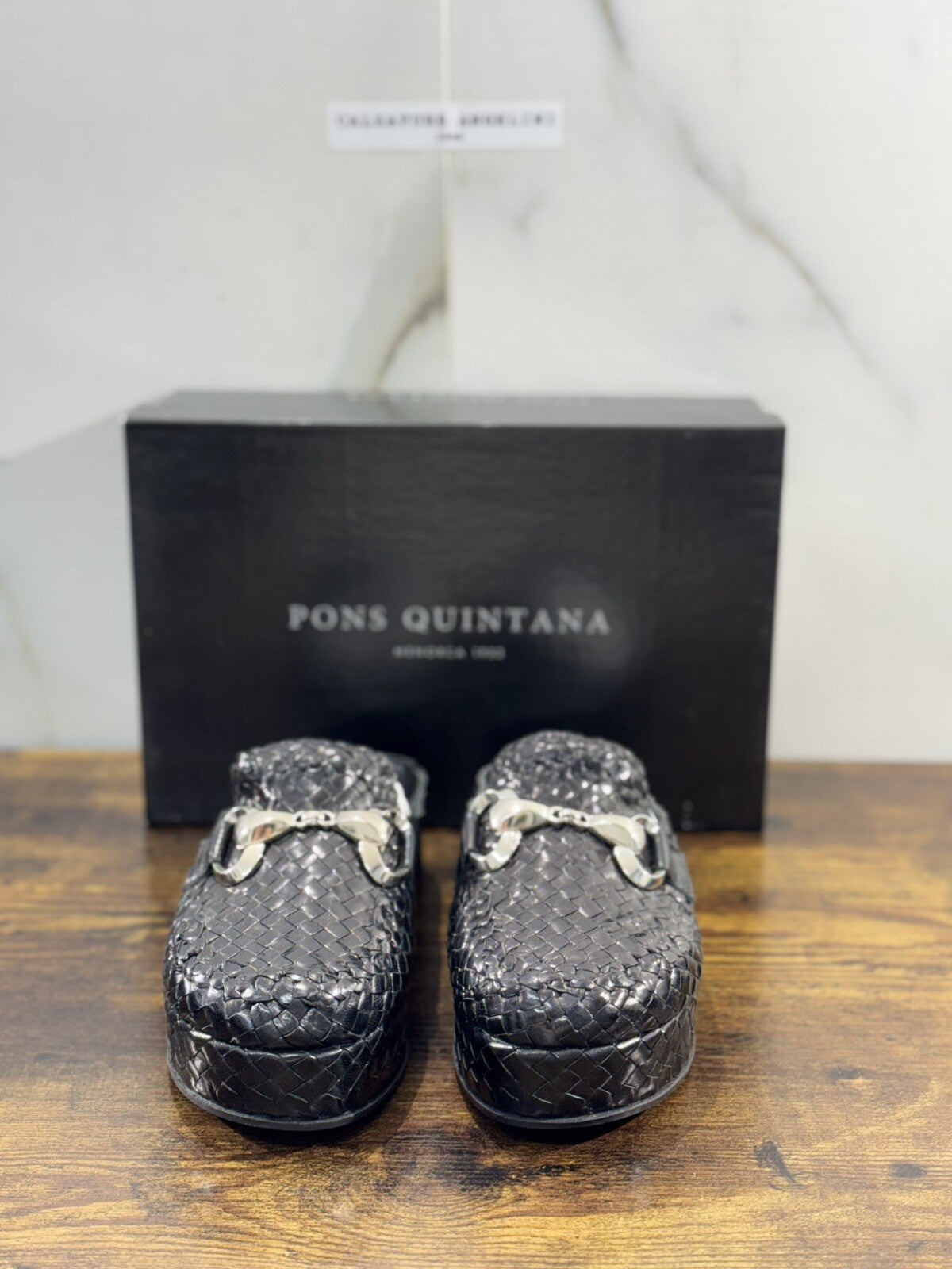 Pons Quintana Sandalo Donna Forlì’ Pelle Nero Handmade Zeppa 39