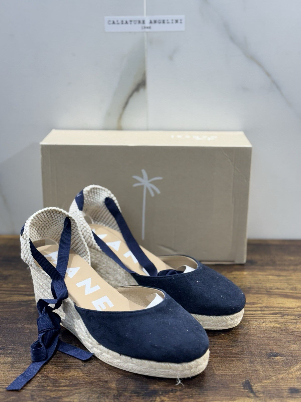 Manebi Espadrilles Suede Blu Zeppa Casual Manebi Shoes Donna 41