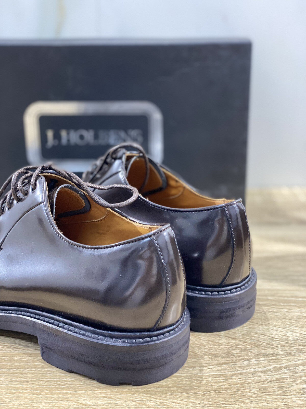 J.Holbens Derby Uomo Pelle Marrone Casual Men Shoes Made In Italy Luxury 40
