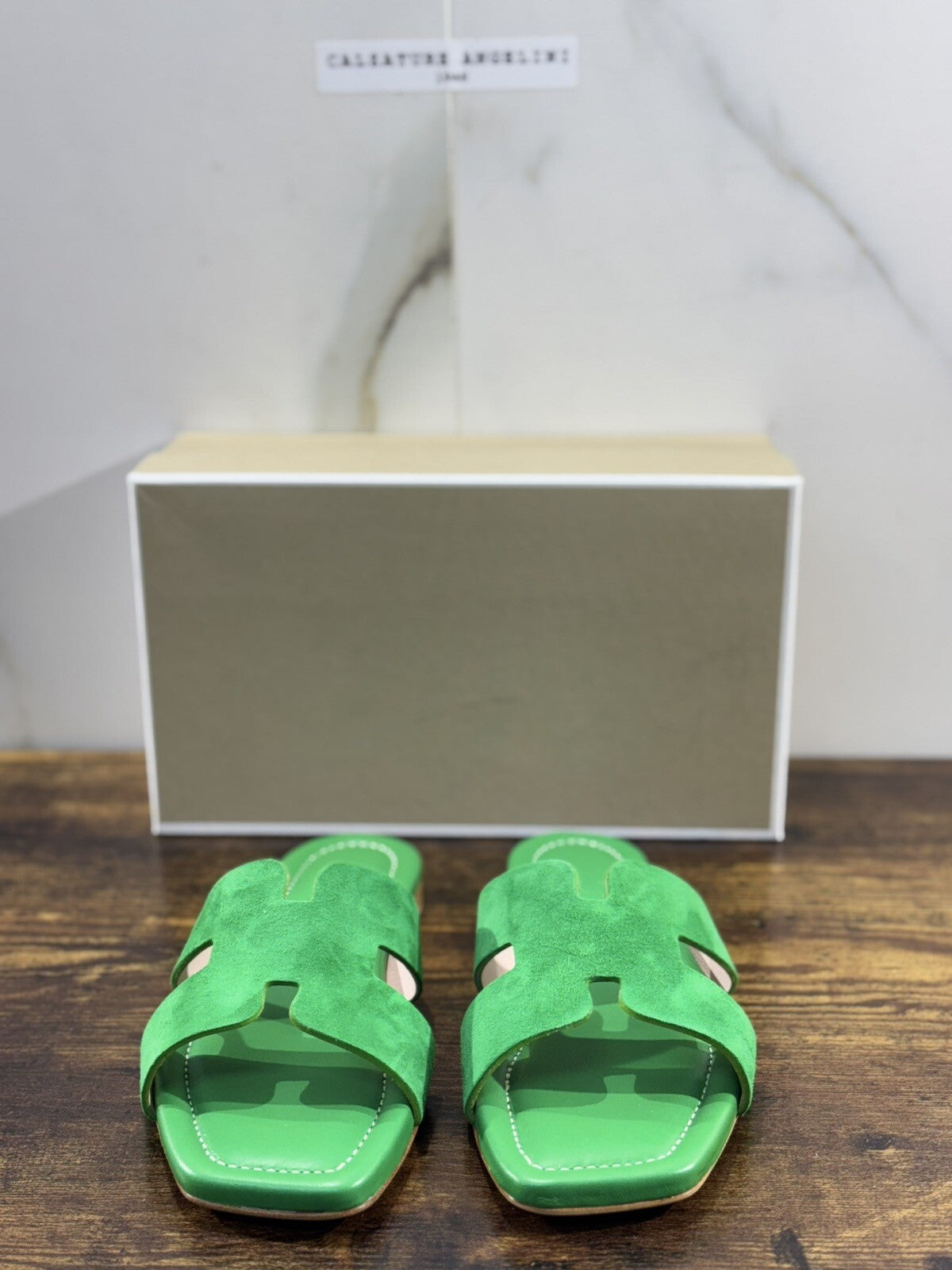 Capri Sandalo Donna In Suede Verde Soft Fatto A Mano In Italia Fondo Cuoio 38