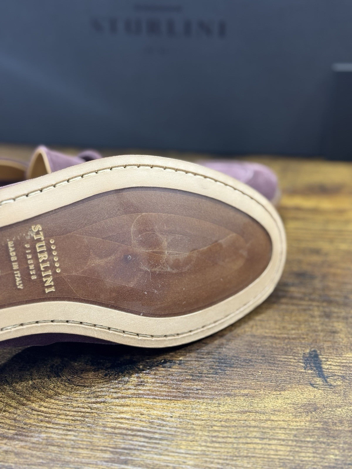Sturlini Firenze Mocassino Uomo Suede Prugna Luxury Craftmanship Men 40