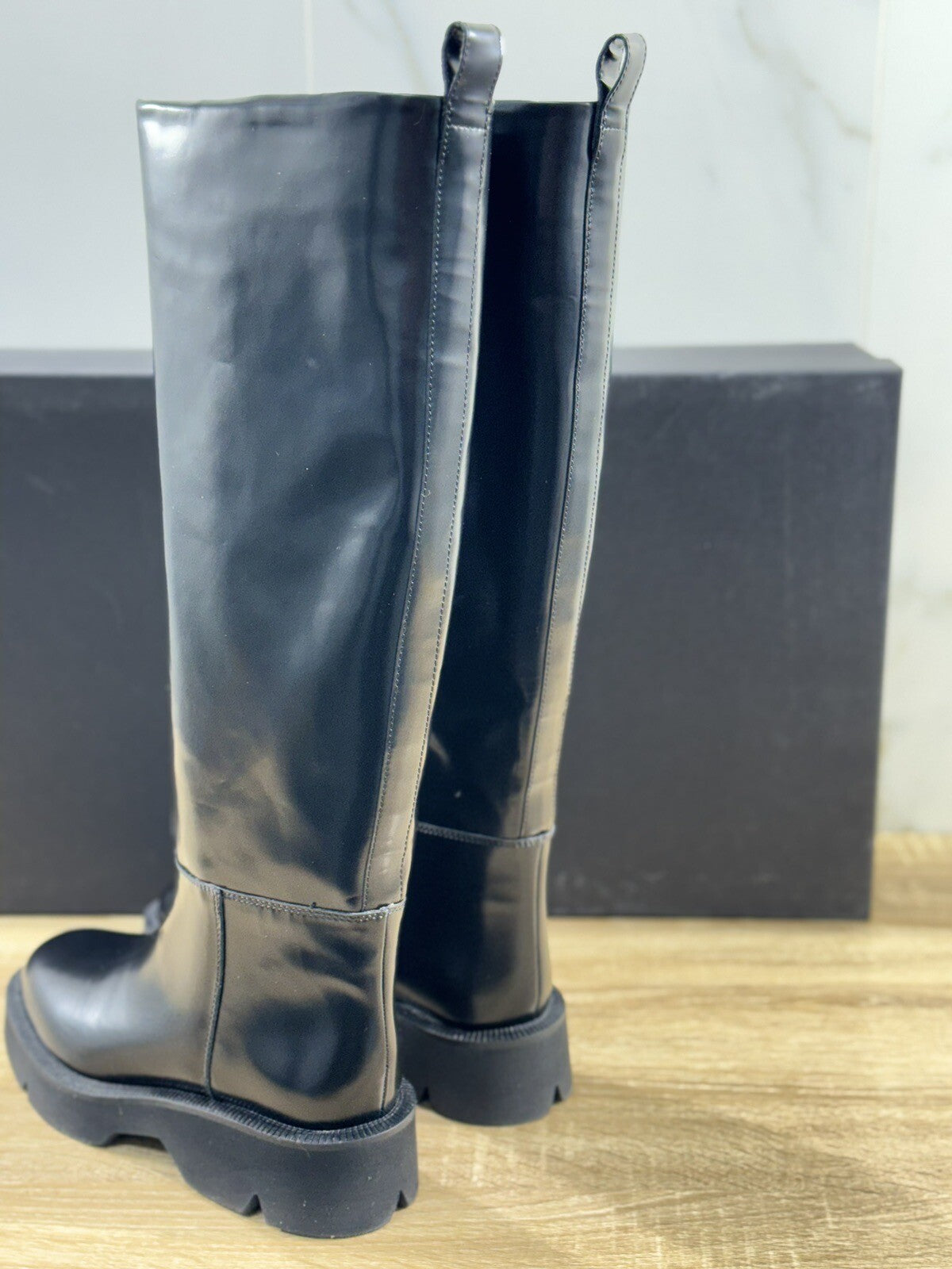 Angelo Bervicato Stivale Donna Pelle Nera Luxury Handmade Boot Extra Light 38