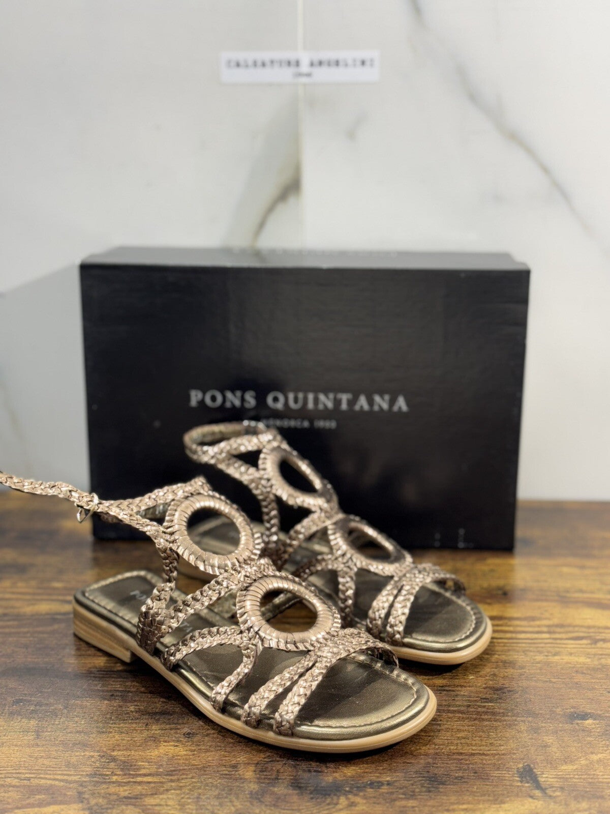 Pons Quintana Sandalo Donna Tina Pelle Bronzo Handmade 36