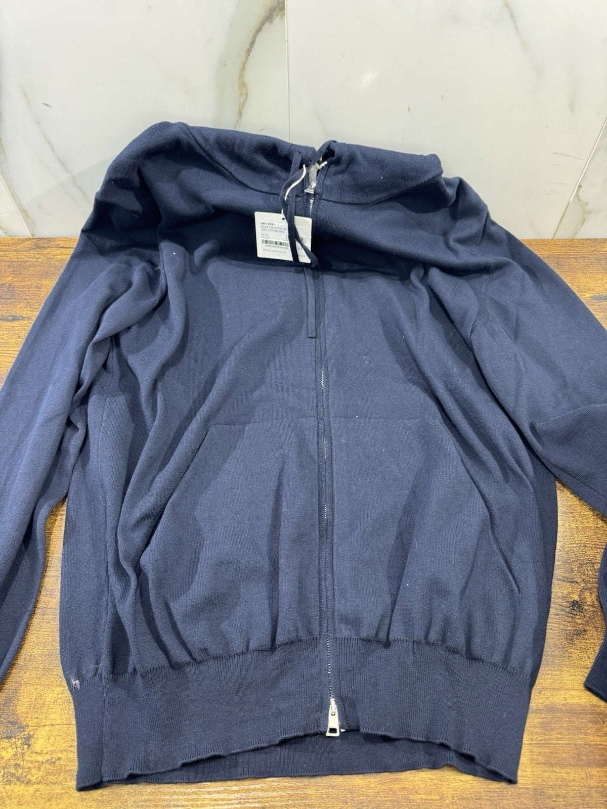 Magazzino Ricambi Felpa Full Zip Cotone Pima Made In Italy Blu Uomo 50