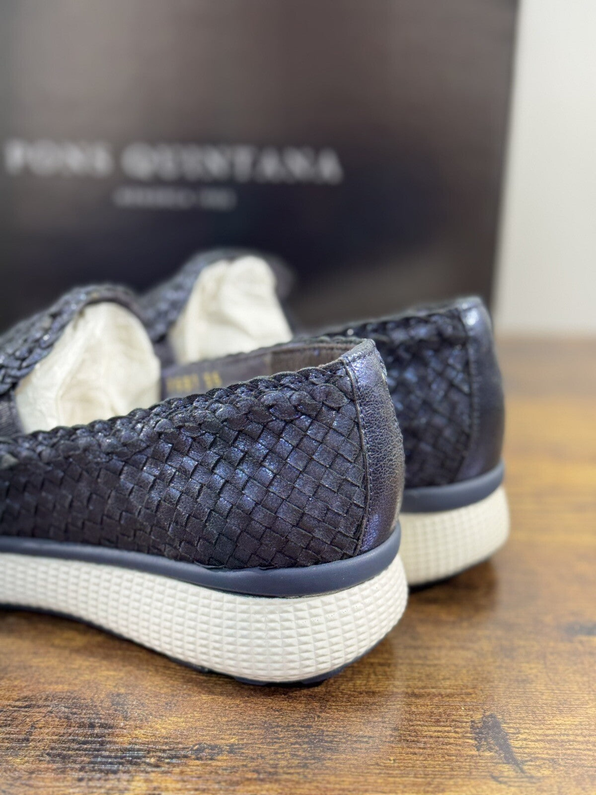 Pons Quintana Mocassino Donna Pelle Blu Handmade 35