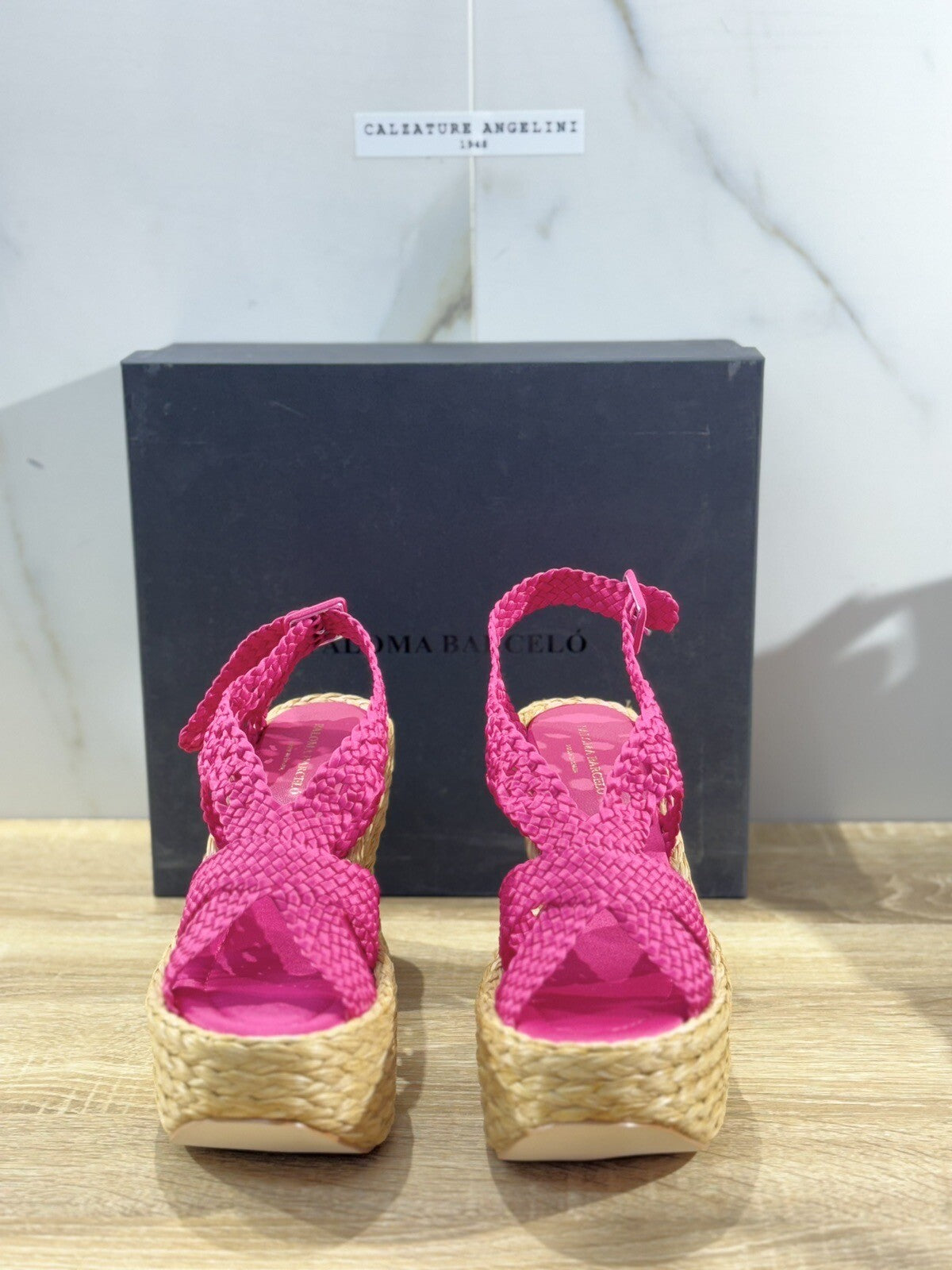 Paloma BARCELO’ Sandalo Donna Xia Pelle Intreccio Fuxia Luxury Shoes 40