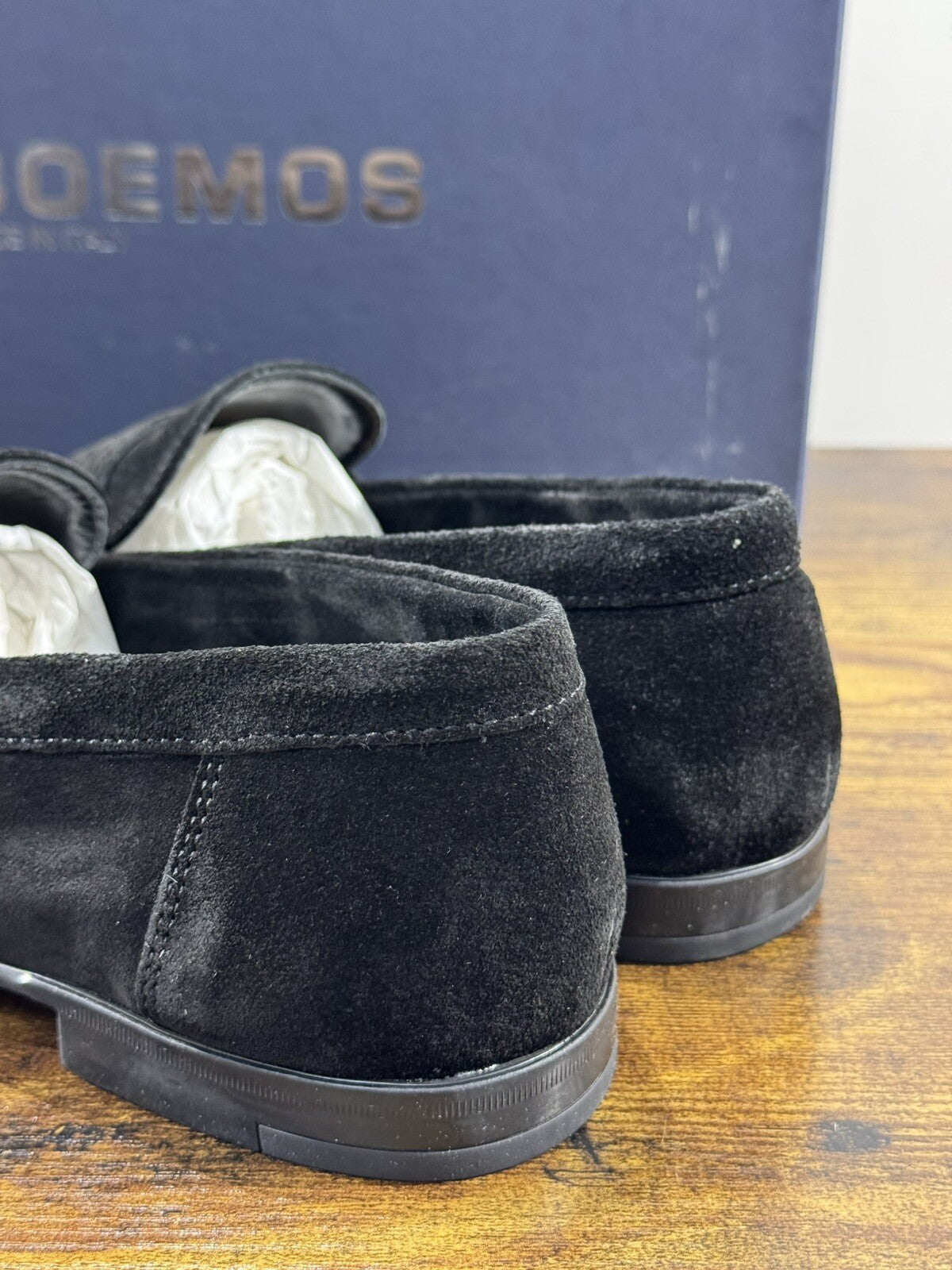 Boemos Mocassino Uomo Fondo Gomma Extra Light Suede Nero Made In Italy 44