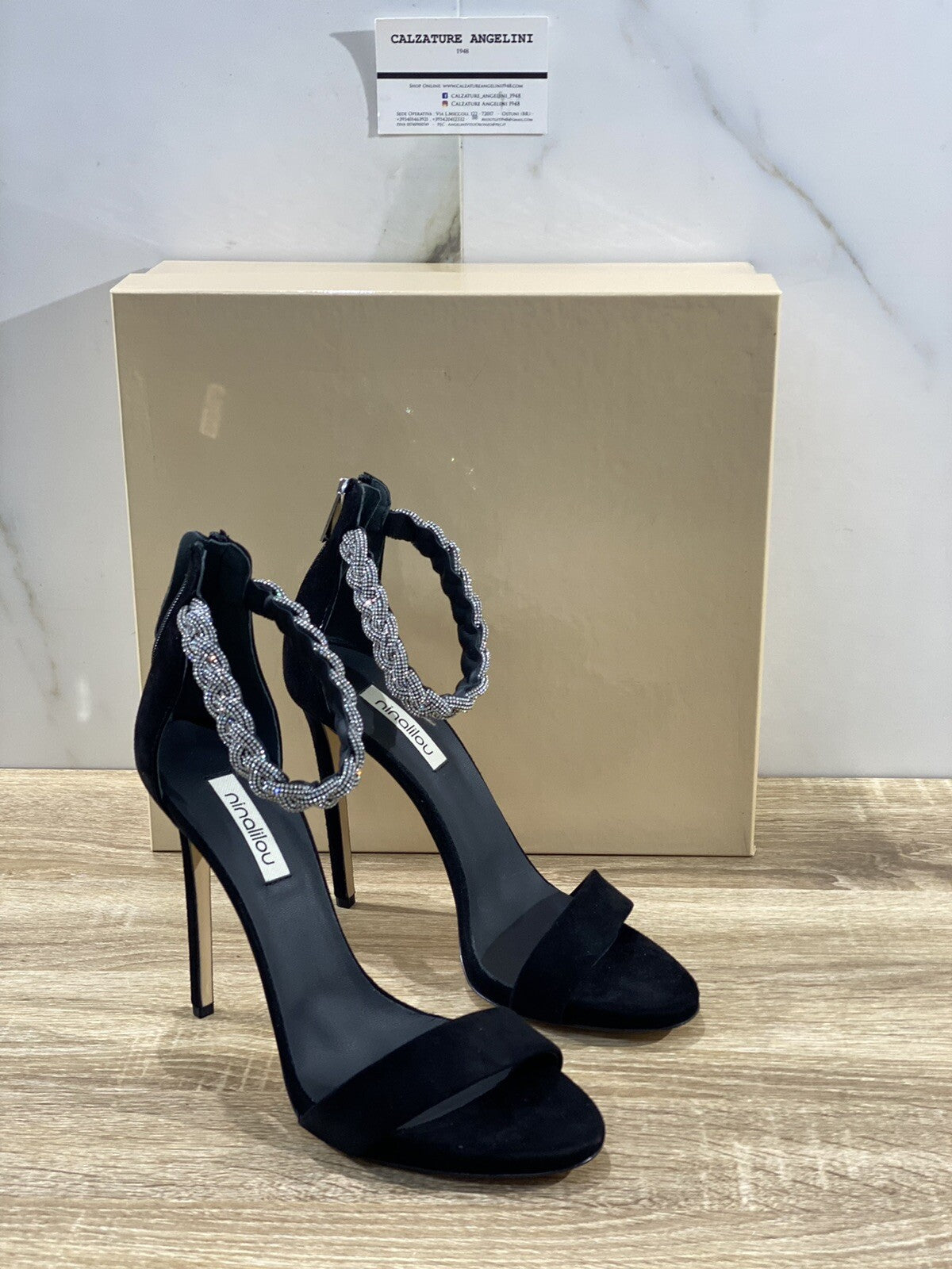 Ninalilou Sandalo donna Suede Nero luxury sandal Swarovski ninalilou 40
