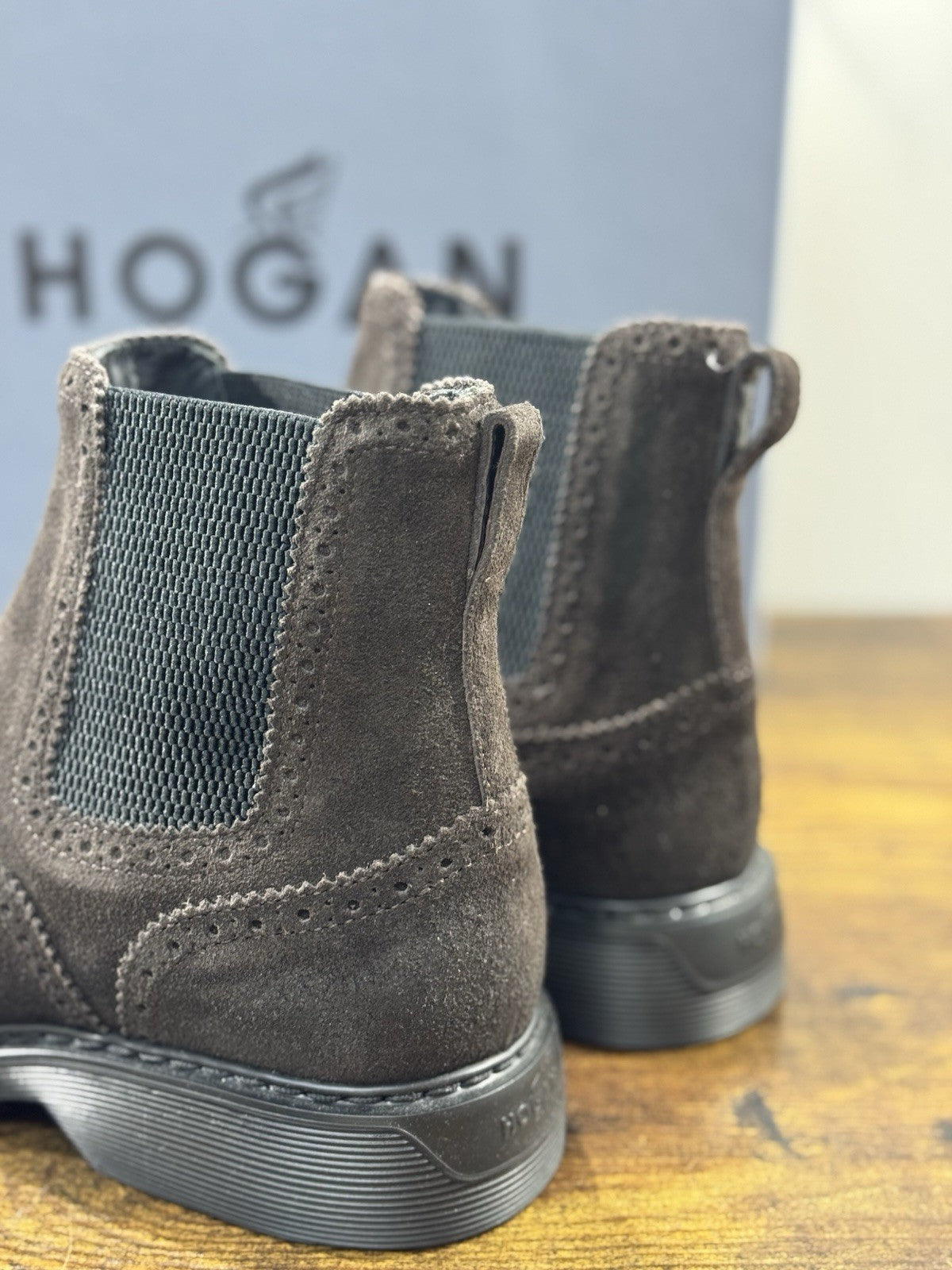 HOGAN scarpe Stivaletto Chelsea H576 in Pelle Marrone con impunture Uomo 41