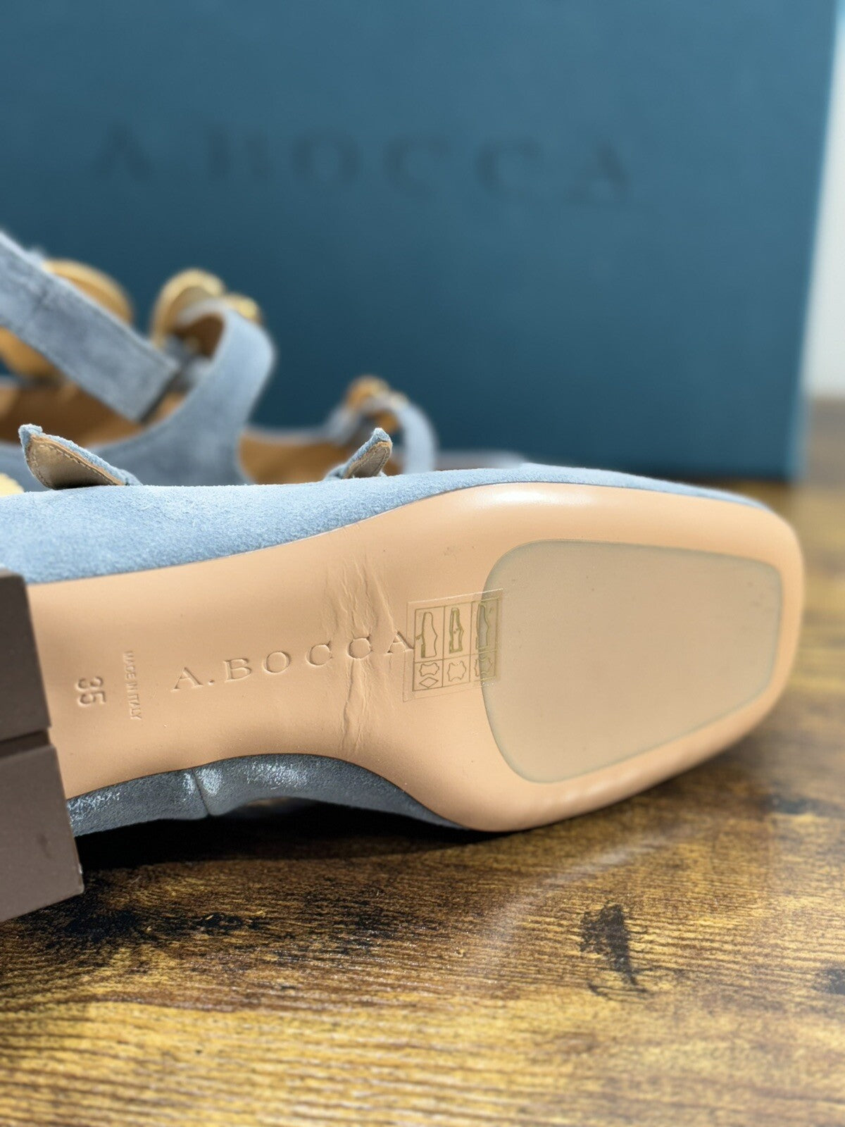 A.Bocca Two For Love Scarpa Donna Suede Celeste Con Tacco Luxury Handmade 35