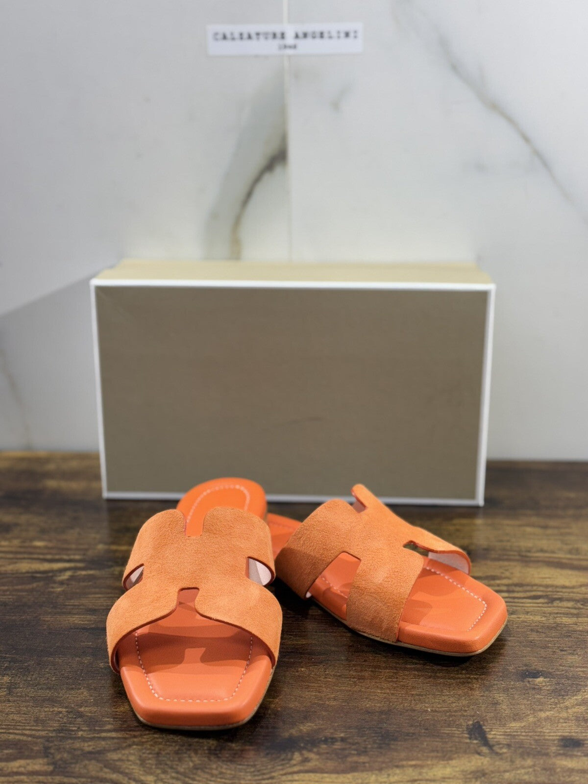 Capri Sandalo Donna In Suede Orange Soft Fatto A Mano In Italia Fondo Cuoio 38
