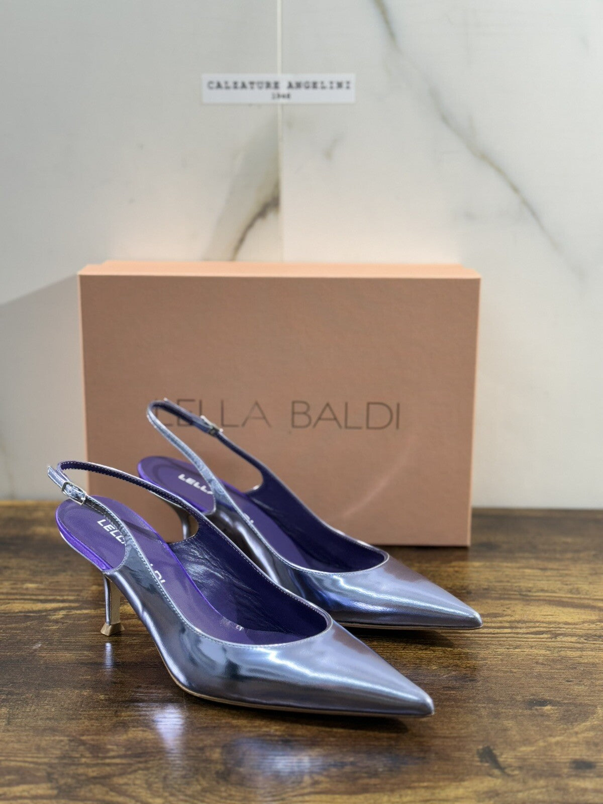 Lella Baldi Sandalo Donna Sling Back Specchio Viola Luxury Woman Sandal 40