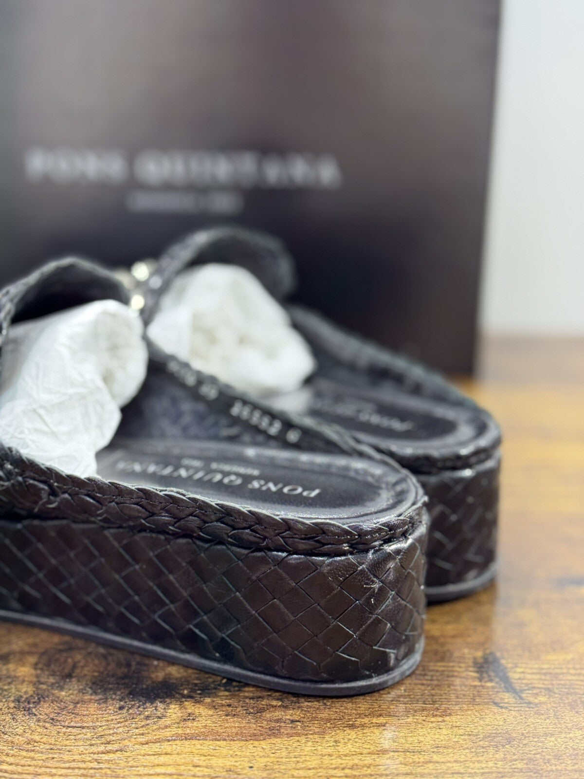 Pons Quintana Sandalo Donna Forlì’ Pelle Nero Handmade Zeppa 39