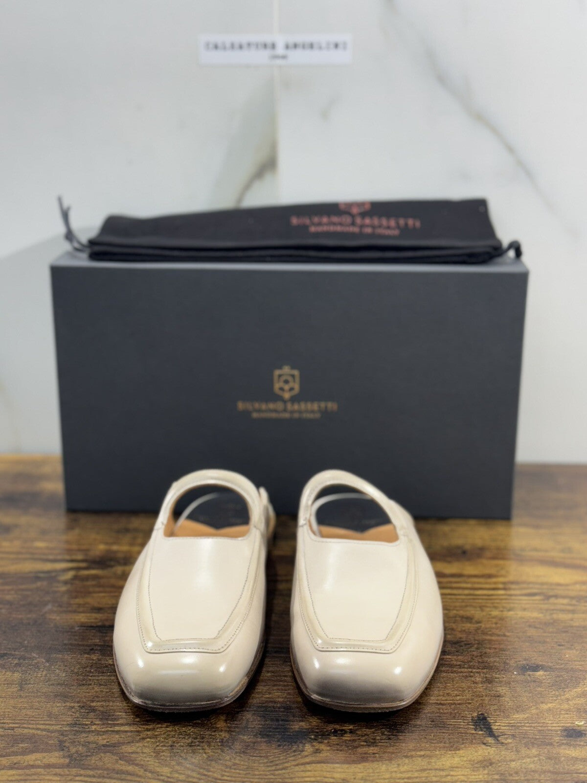 Silvano Sassetti Sabot Donna Pelle Ecru Luxury Made In Italy Fatta A Mano 38
