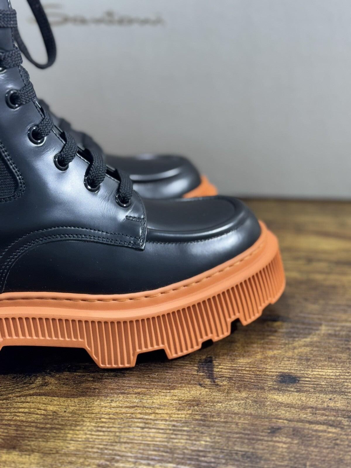 Santoni Combat Boot Donna Pelle Nera Casual Luxury Boot Woman Santoni 39