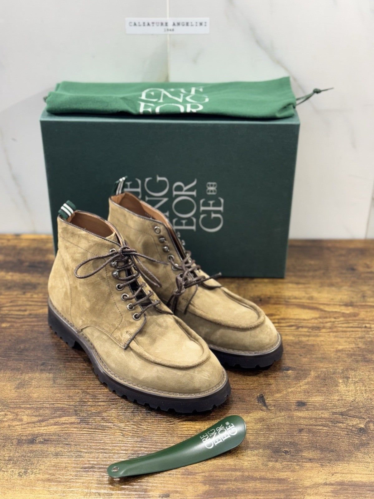 Green George Scarpa Uomo Polacchino Pelle Suede Fondo Extra Light 43