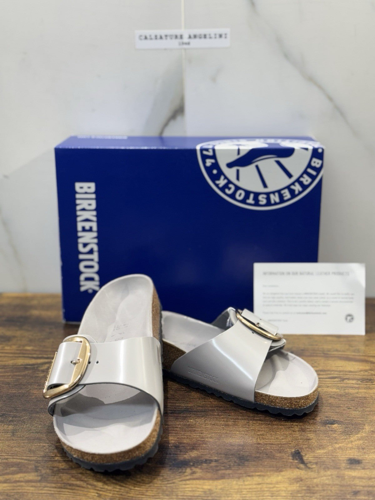 Birkenstock Madrid Big Buckle Pelle Stone Premium Leather Birkenstock 41