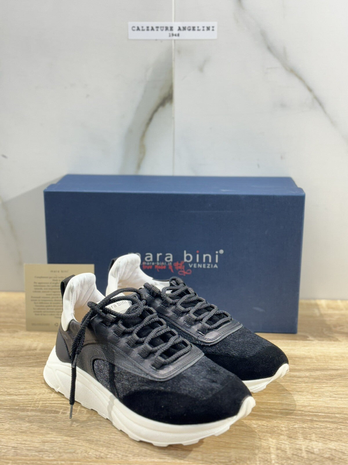 Mara Bini Sneaker Donna Pelle Nera Extra Light Handmade 36
