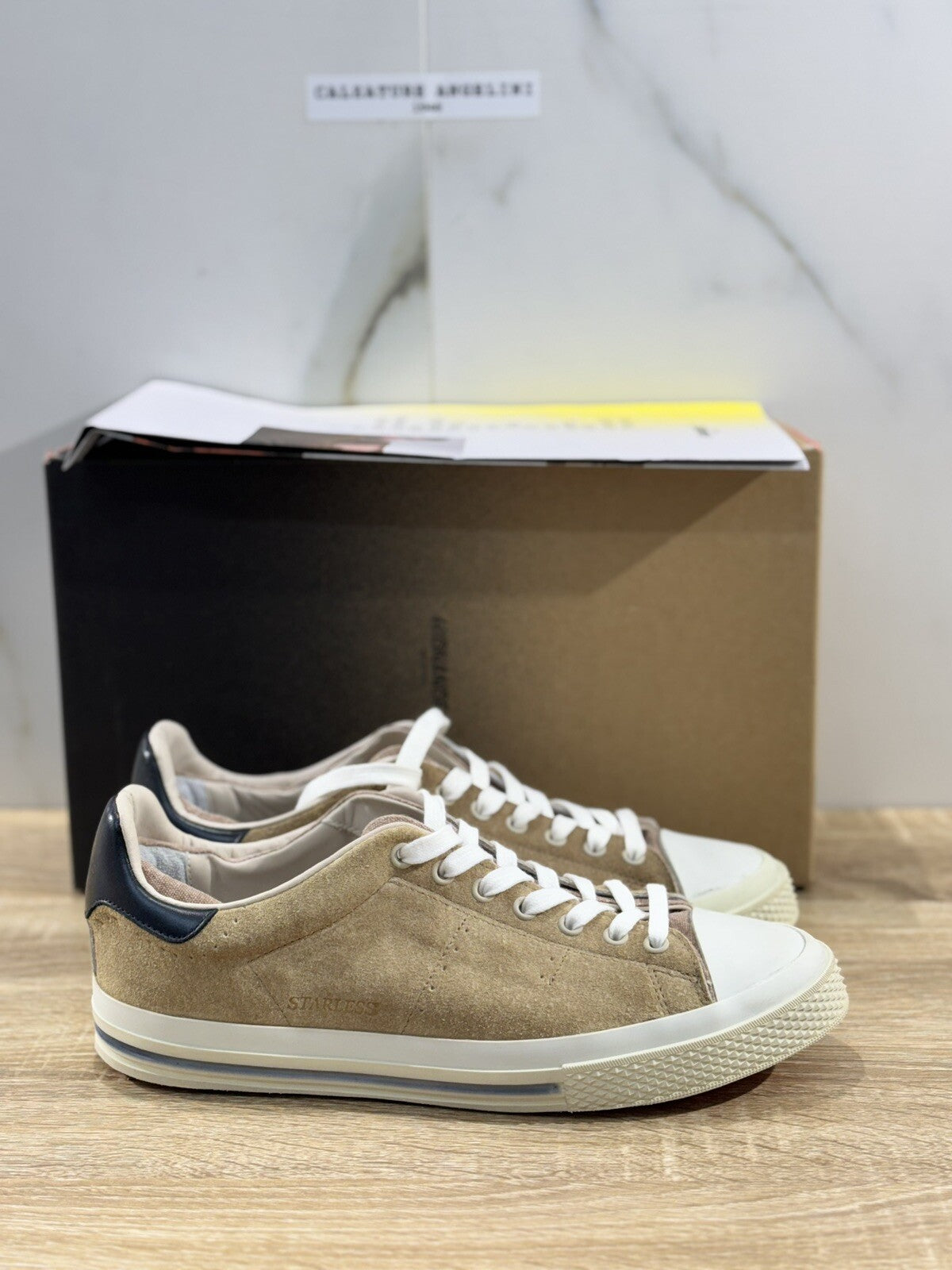 Hidnander Sneaker Uomo Starless Suede Beige Luxury Casual Sneaker Uomo 43