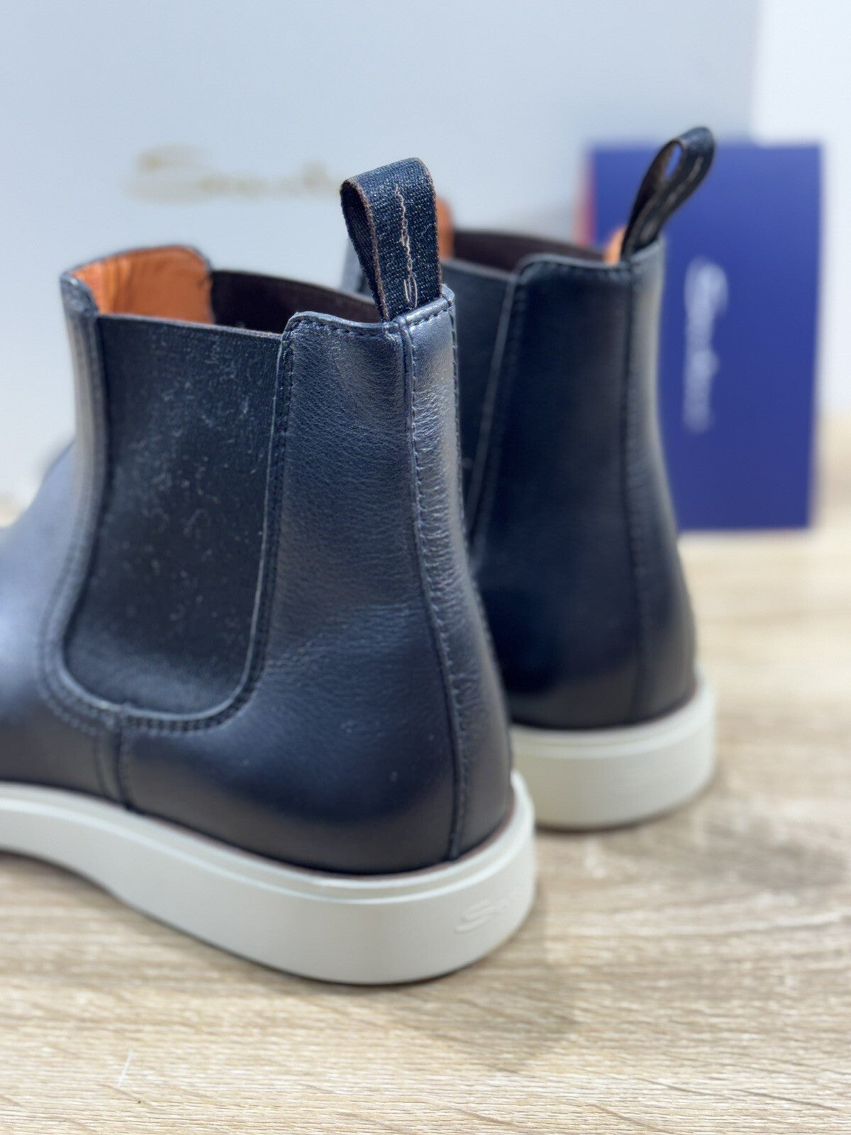 Santoni Stivaletto Uomo Chelsea Boot Pelle Nero Luxury Men Boot Santoni 39