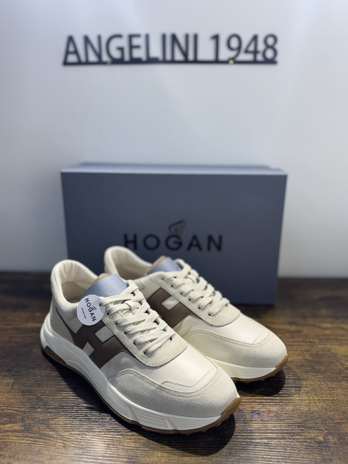 Hogan Hyperlight Sneaker Suede Brown Ivory Memory Foam Causal Uomo 43.5