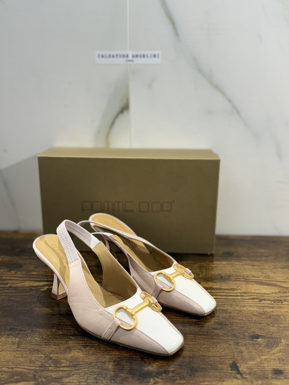 Pomme D’or Sling Back Donna Pelle Cipria Bianco Luxury Handmade Woman 37