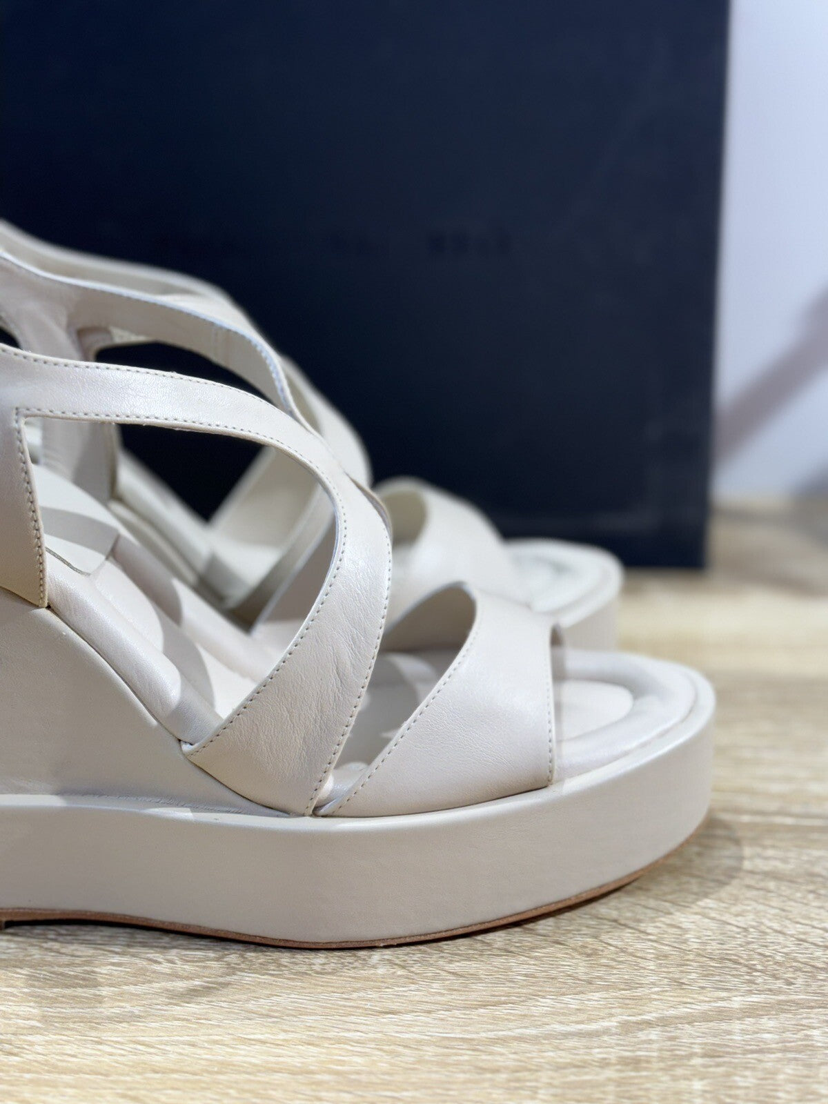 Paloma BARCELO’ Sandalo Donna Zeppa Eider In Pelle Avori Luxury Woman Sandal 40