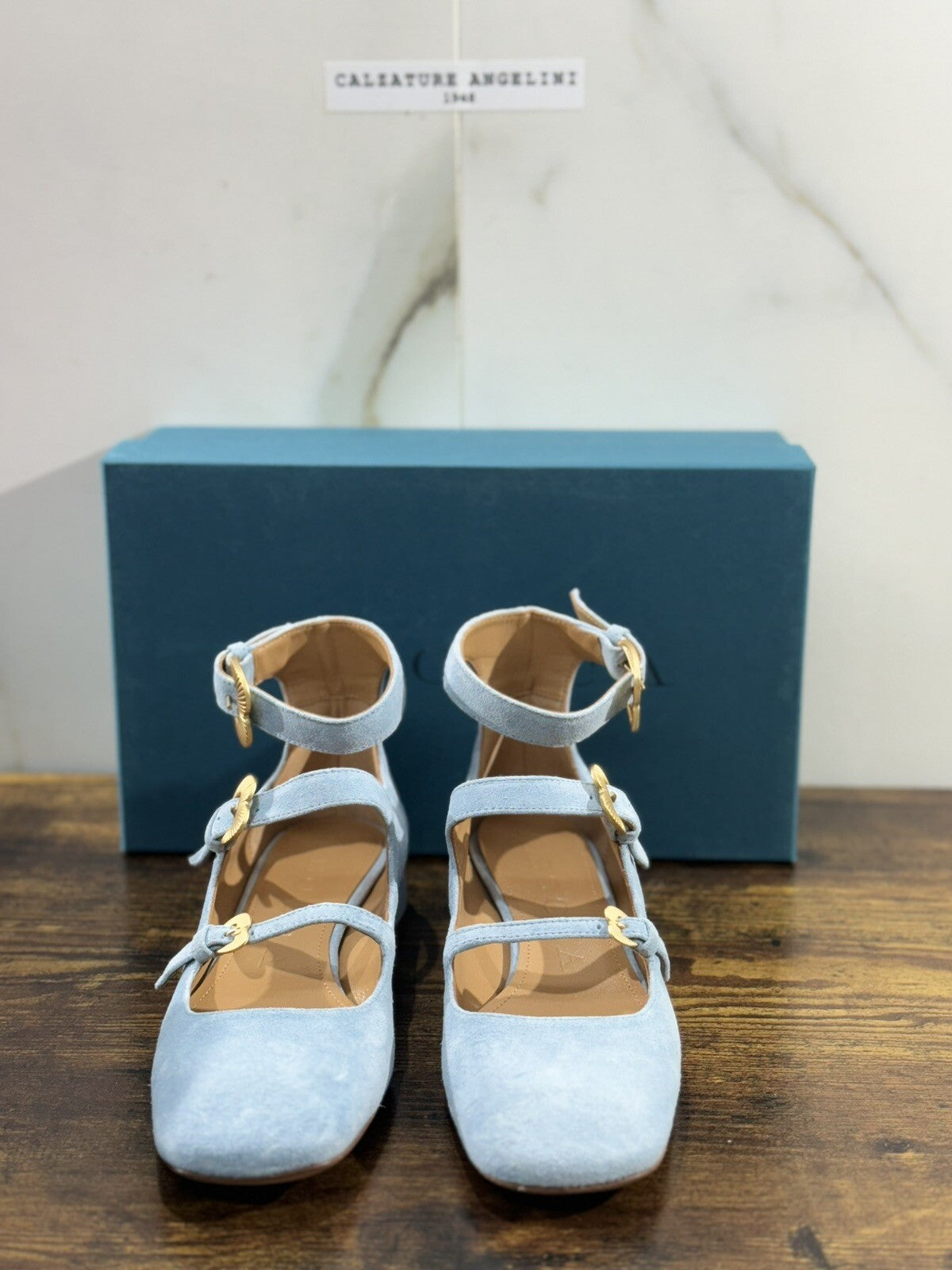 A.Bocca Two For Love Mocassino Donna Suede Cielo Tacco Luxury Handmade 39