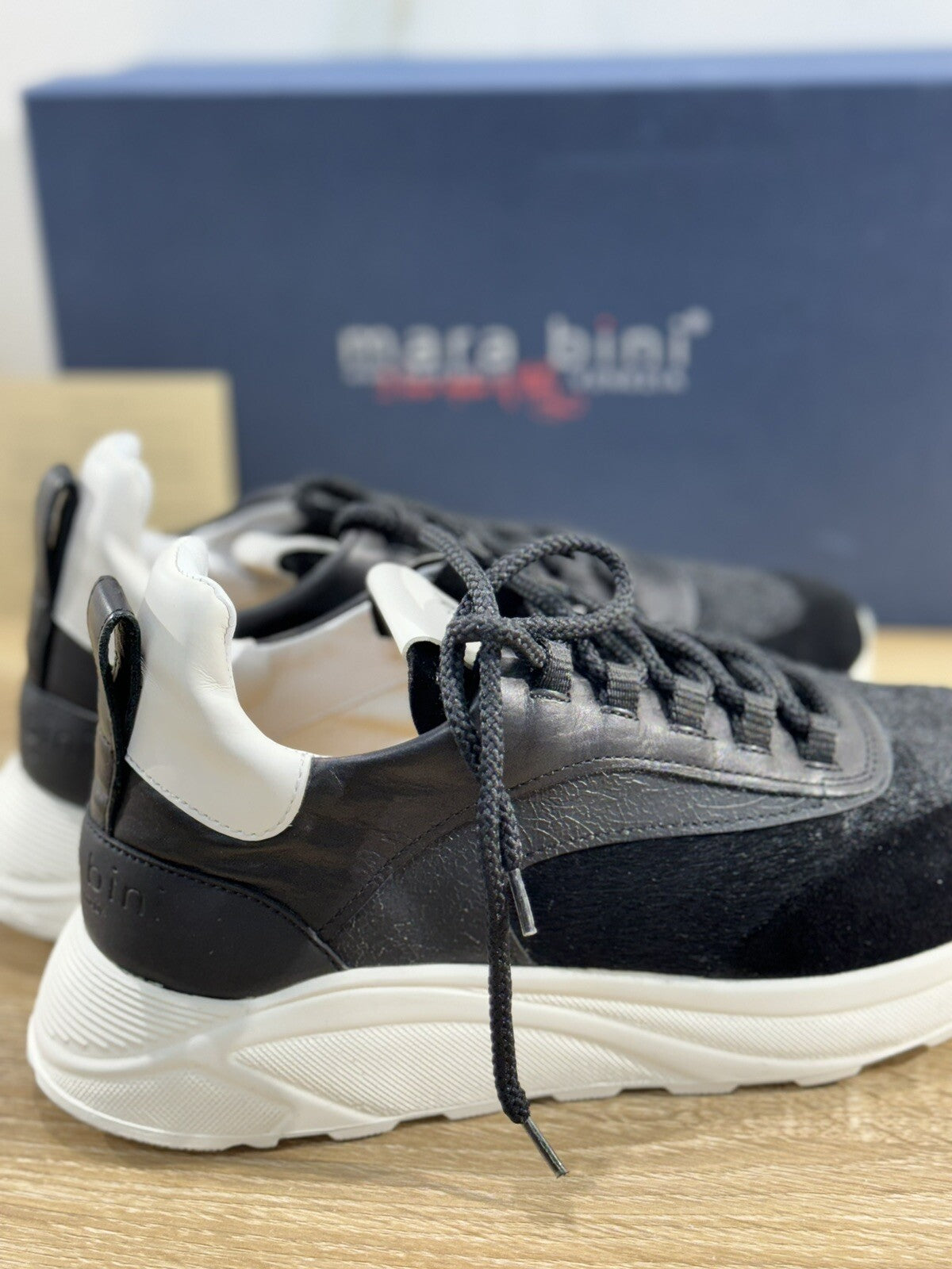 Mara Bini Sneaker Donna Pelle Nera Extra Light Handmade 36