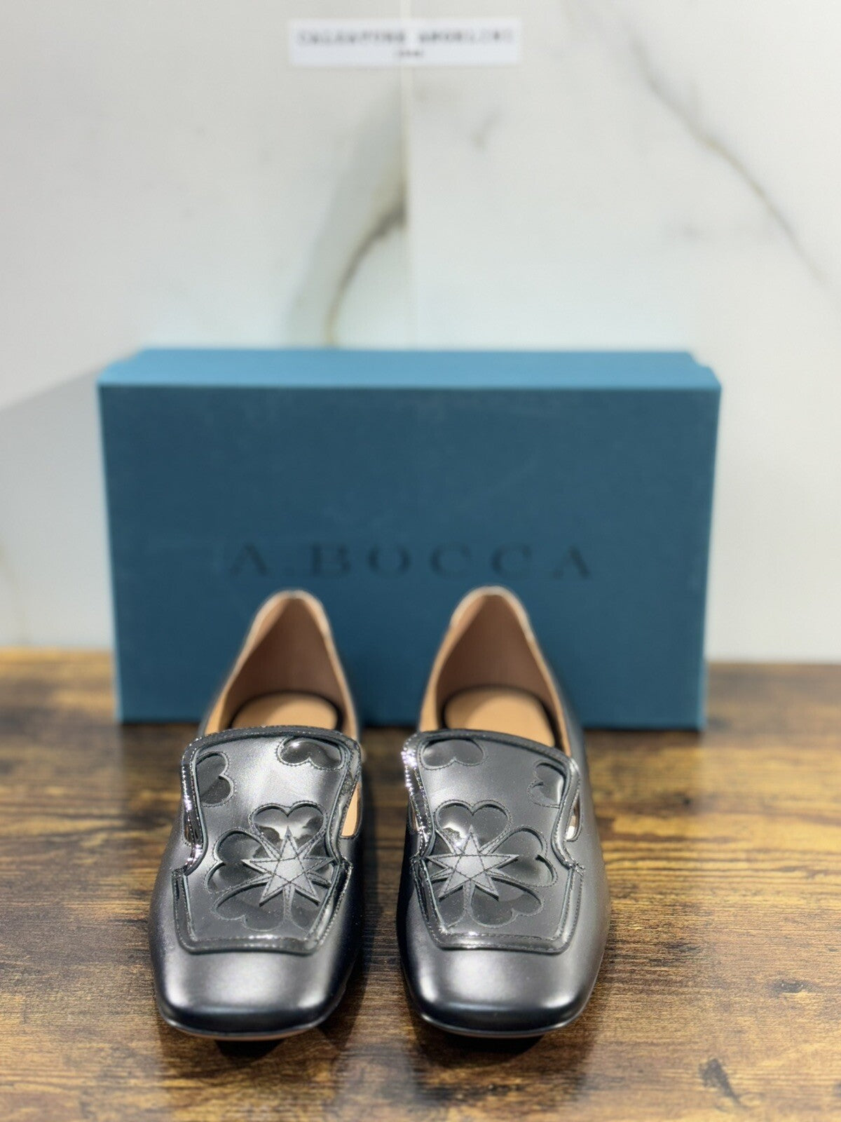 A.Bocca Two For Love Mocassino Donna Pelle Nero Tacco Luxury Handmade 39