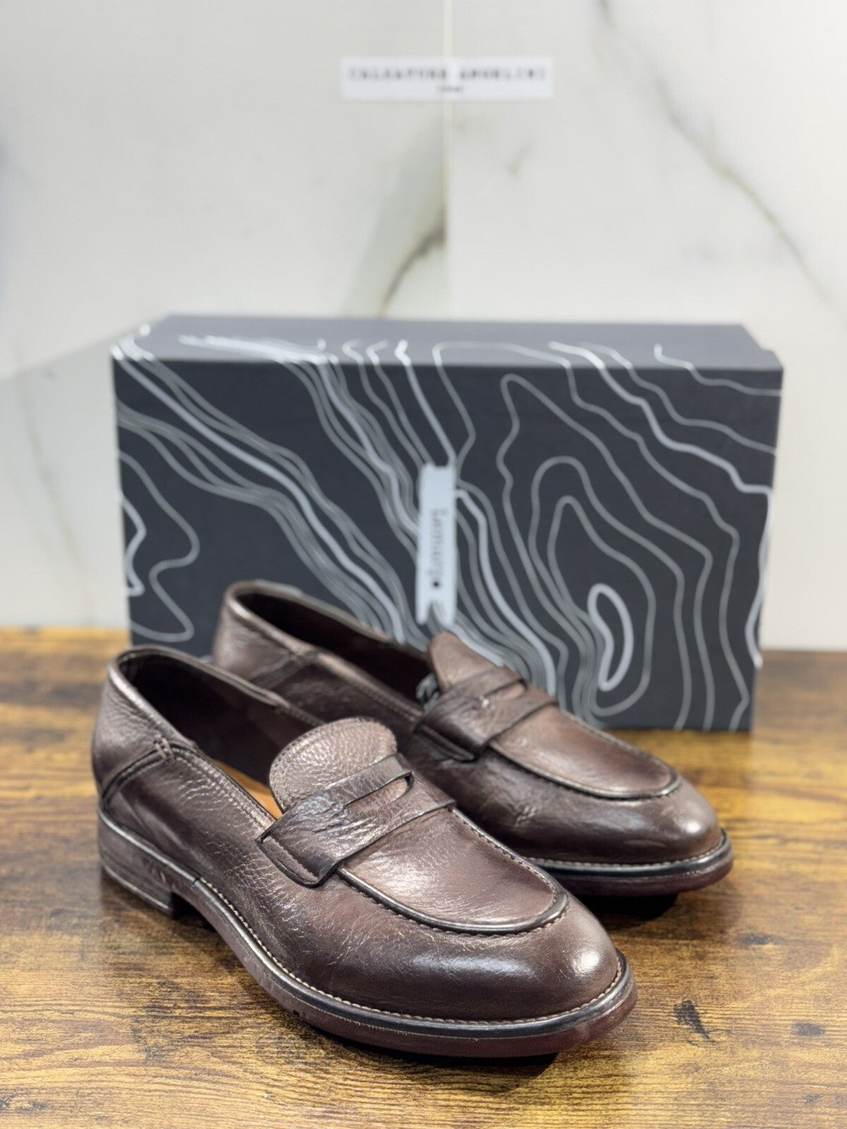 Lemargo Mocassino Uomo Pelle Ebano handmade Luxury Shoes 40