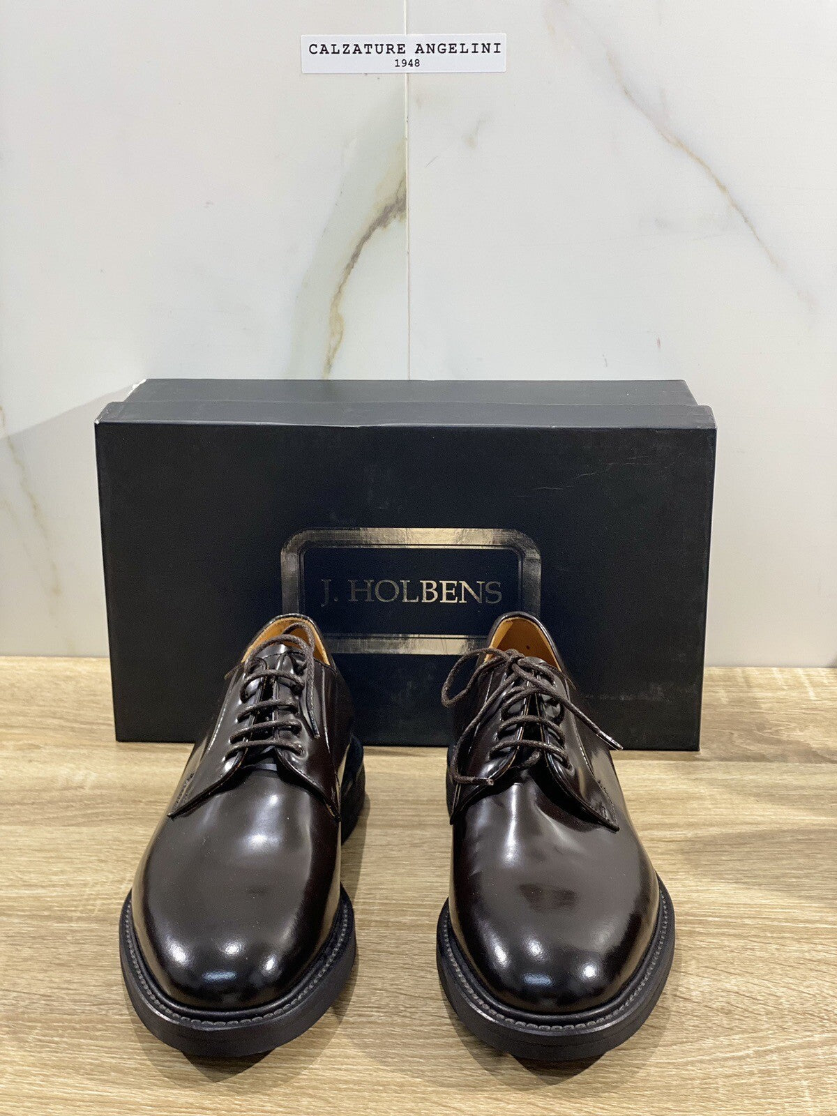 J.Holbens Derby Uomo Pelle Marrone Casual Men Shoes Made In Italy Luxury 40