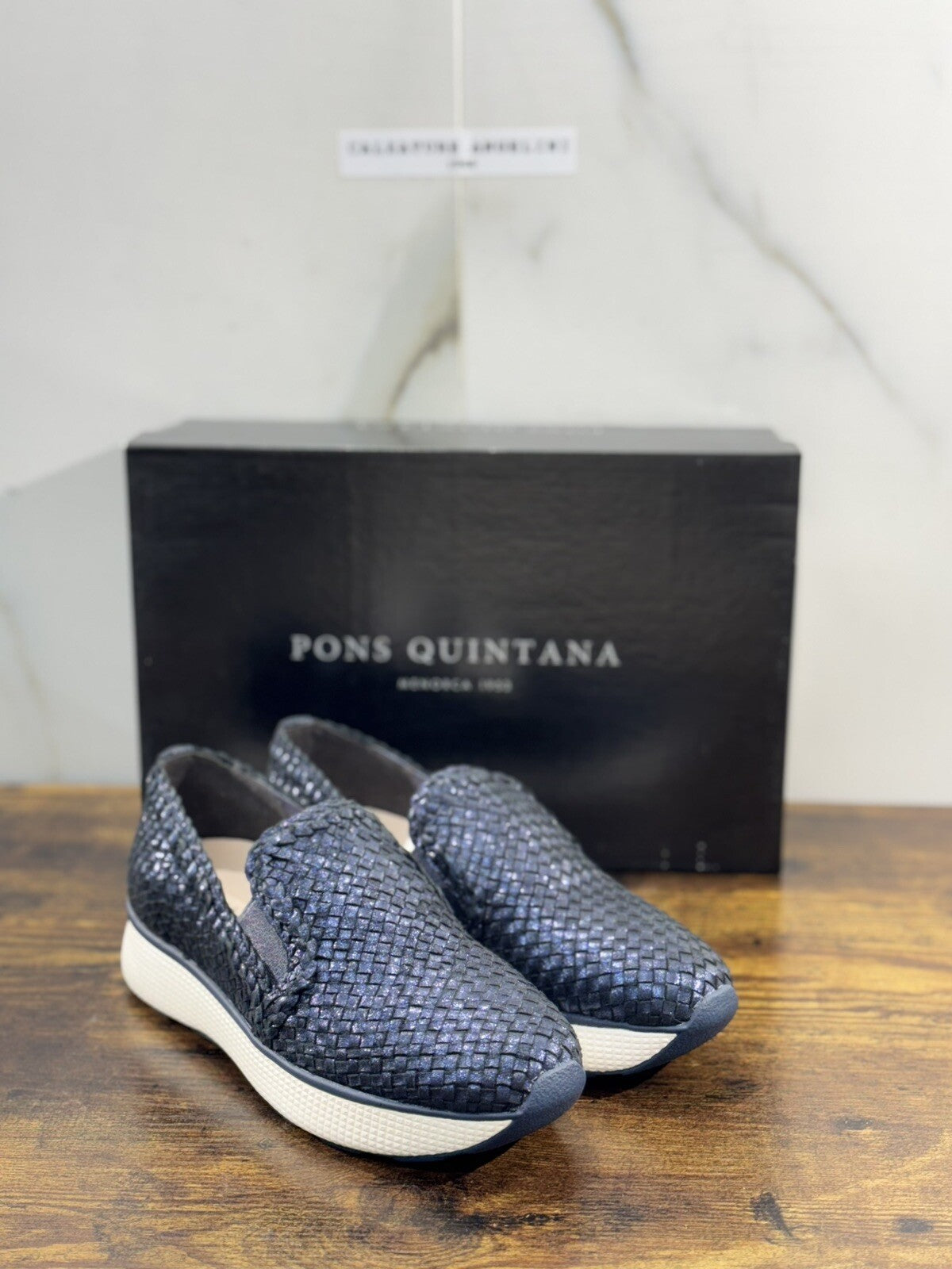 Pons Quintana Mocassino Donna Pelle Blu Handmade 35
