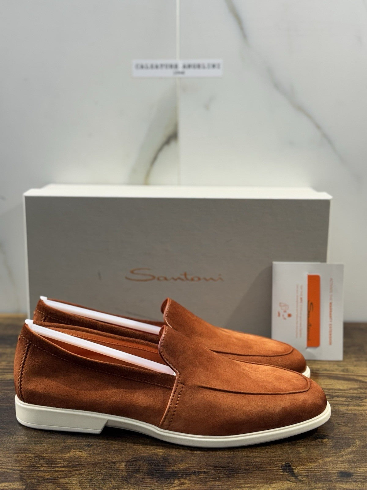 Santoni Mocassino Summer Walk Orange Suede Luxury Men Shoes Santoni Uomo 42