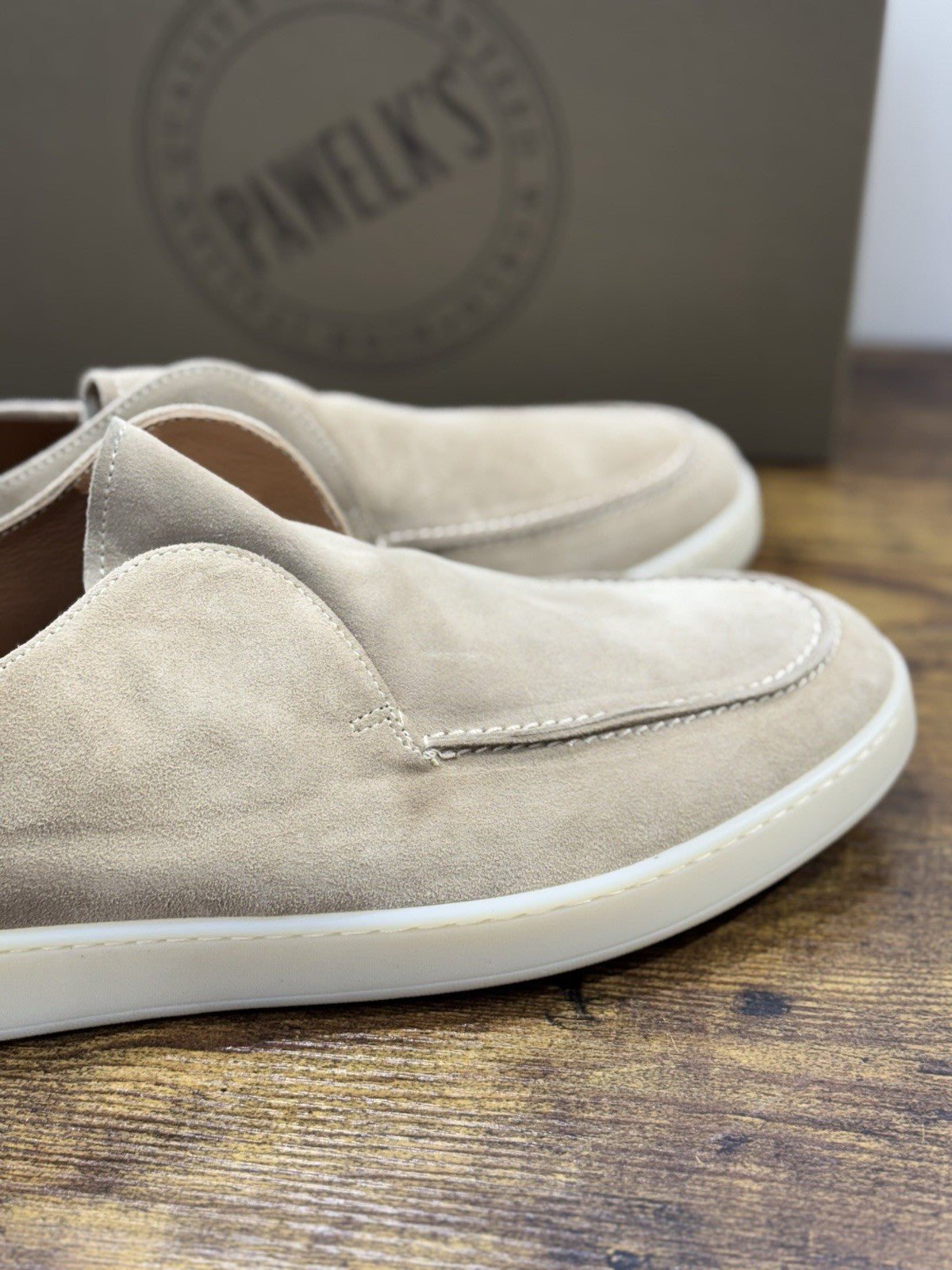 Pawelk’s Mocassino Slip On Suede Beige Made In Italy Ultra Flexible Uomo 45