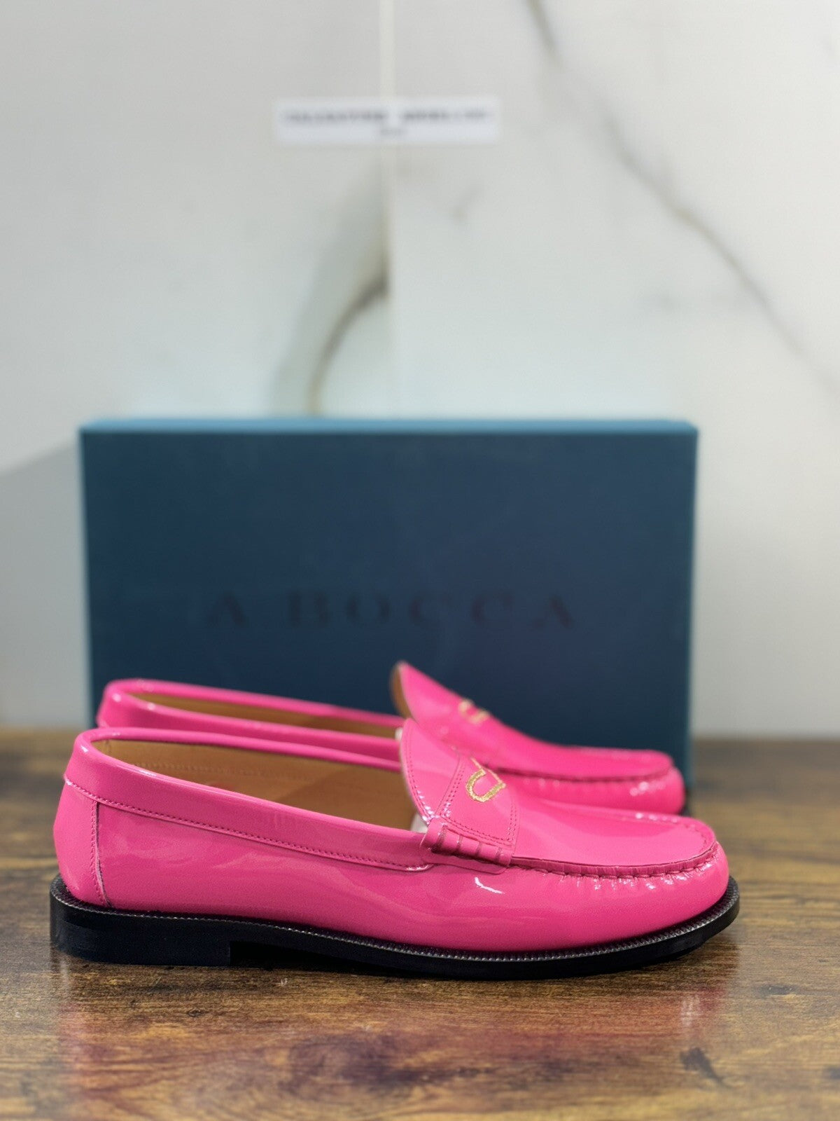 A.Bocca Mocassino Donna Pelle Rosa Vernice College Luxury Handmade 36