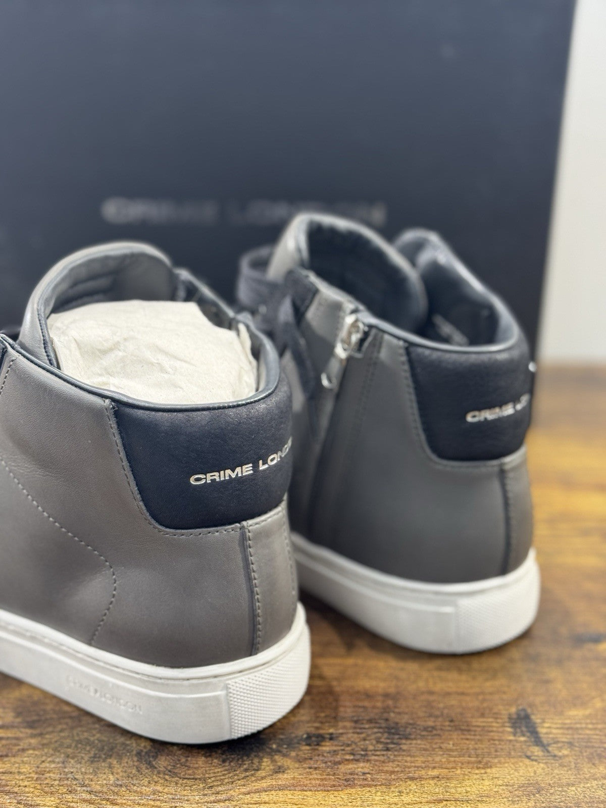 Crime London Sneaker Uomo High Essential Pelle Grigio Casual Men Shoes 41