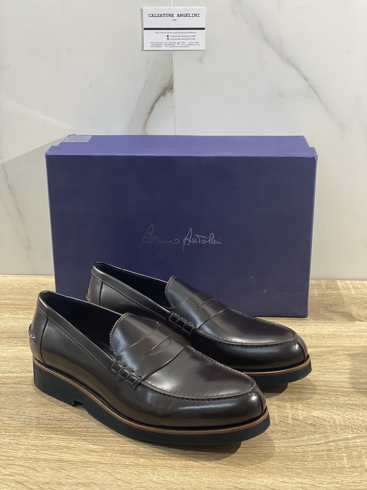 Bruno Antolini Mocassino uomo polish Ebano fondo Gomma Extra Light 41