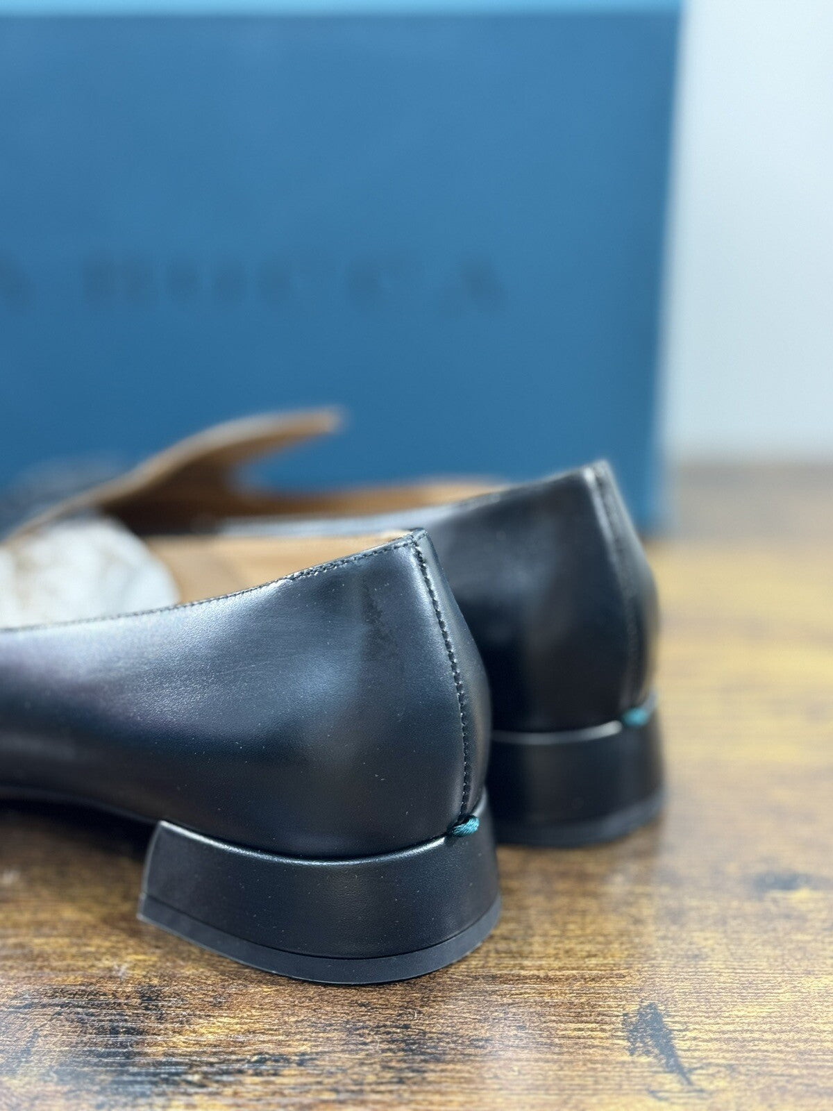 A.Bocca Two For Love Mocassino Donna Pelle Nero Tacco Luxury Handmade 39