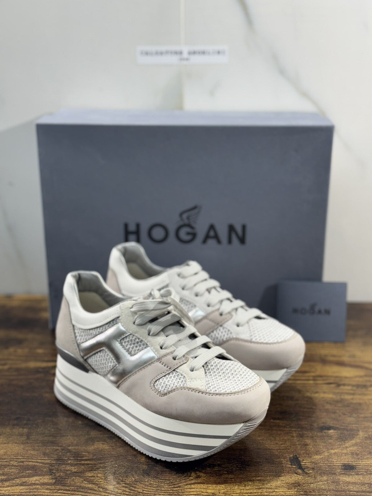 Hogan H222 sneaker Donna maxy zeppa extra light Grey pelle 39.5