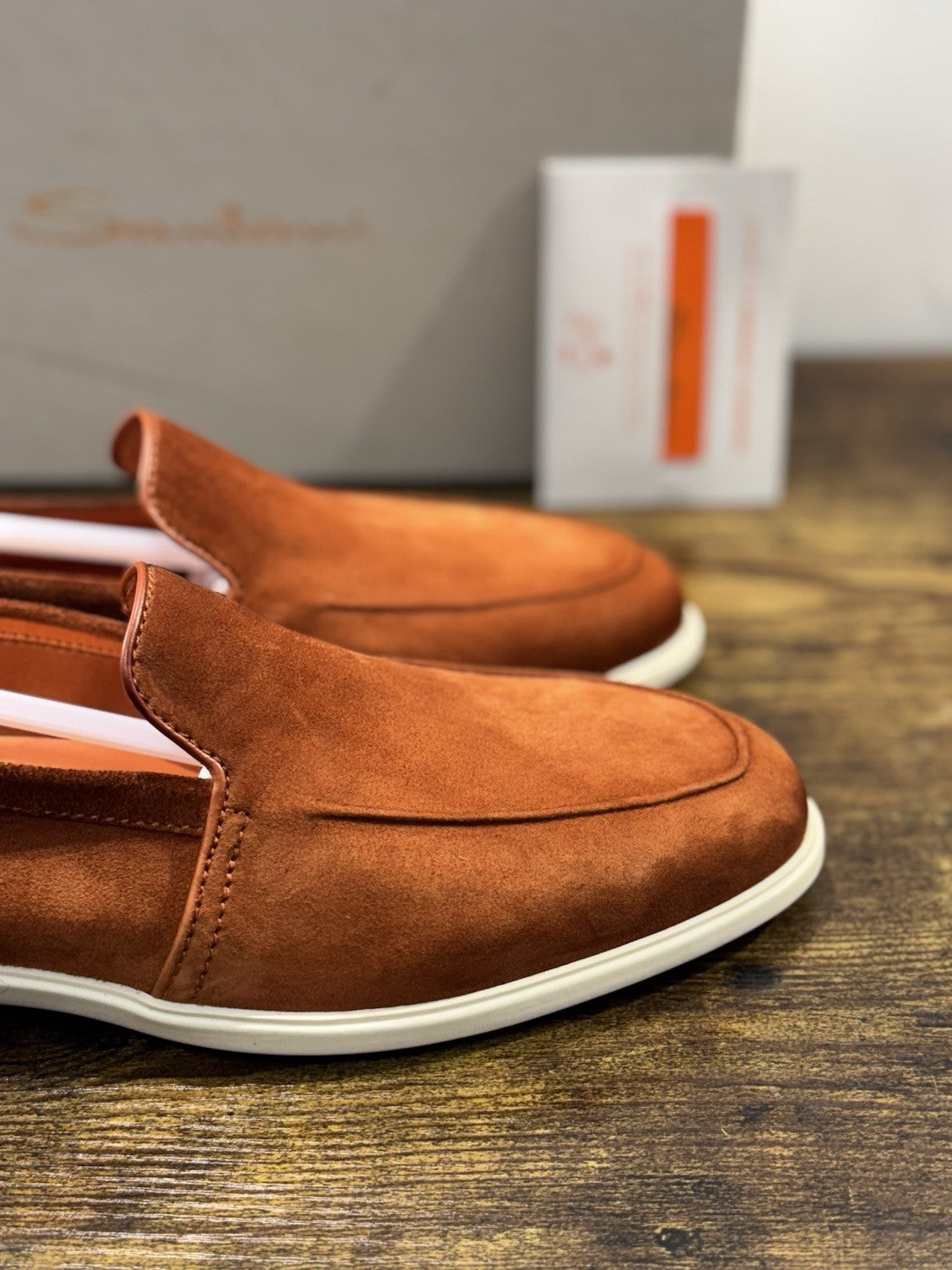 Santoni Mocassino Summer Walk Orange Suede Luxury Men Shoes Santoni Uomo 42